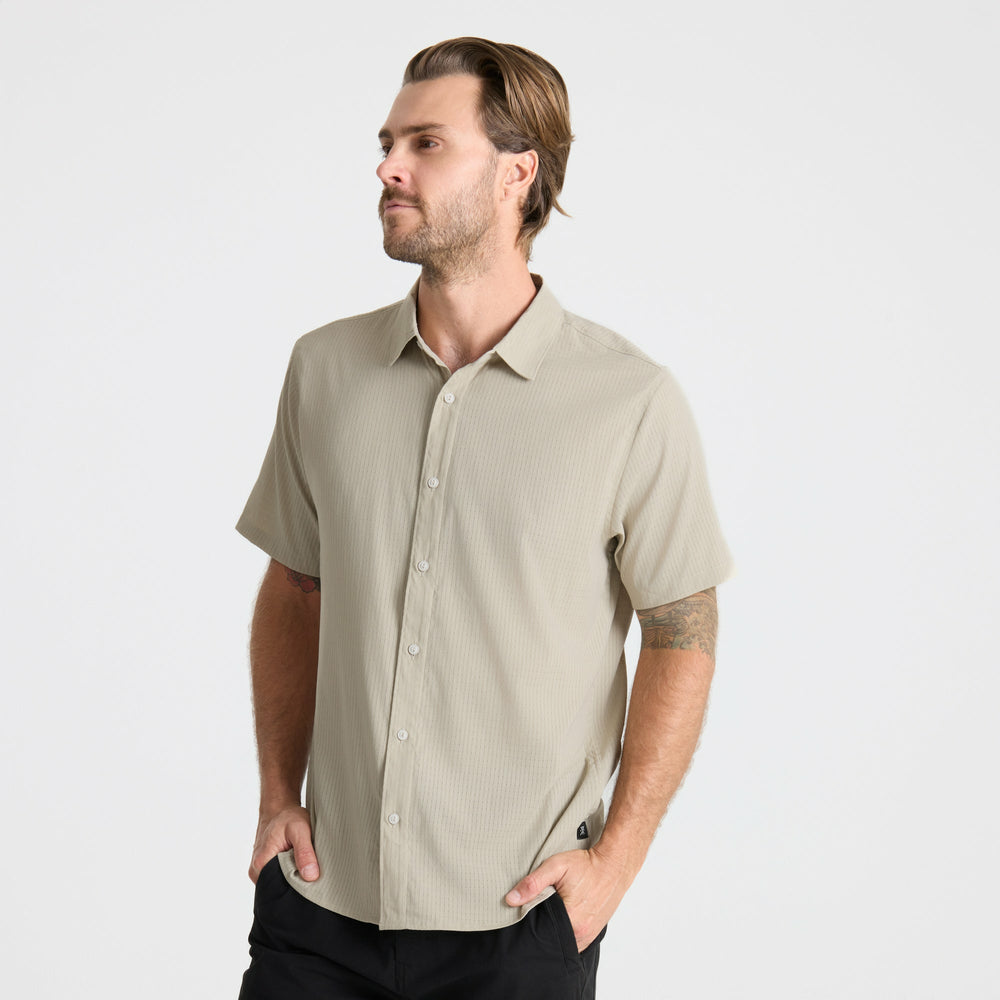 Roark Bless Up Breathable Stretch Shirt in Fossil - Men