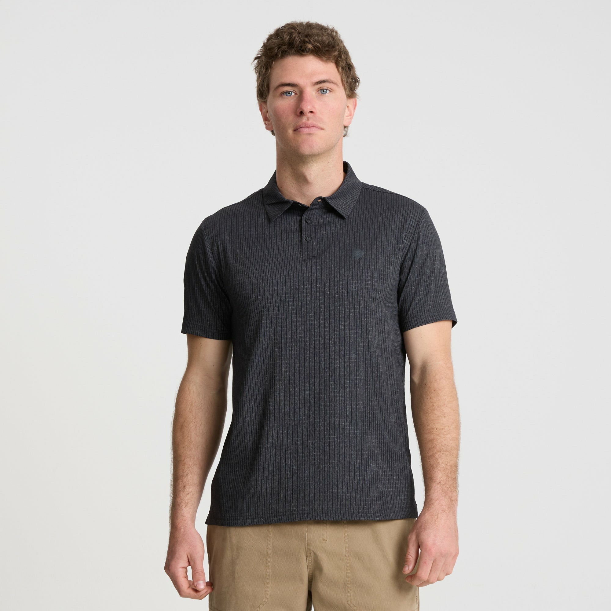 Roark Bless Up Breathable Stretch Polo Shirt in Black - Men
