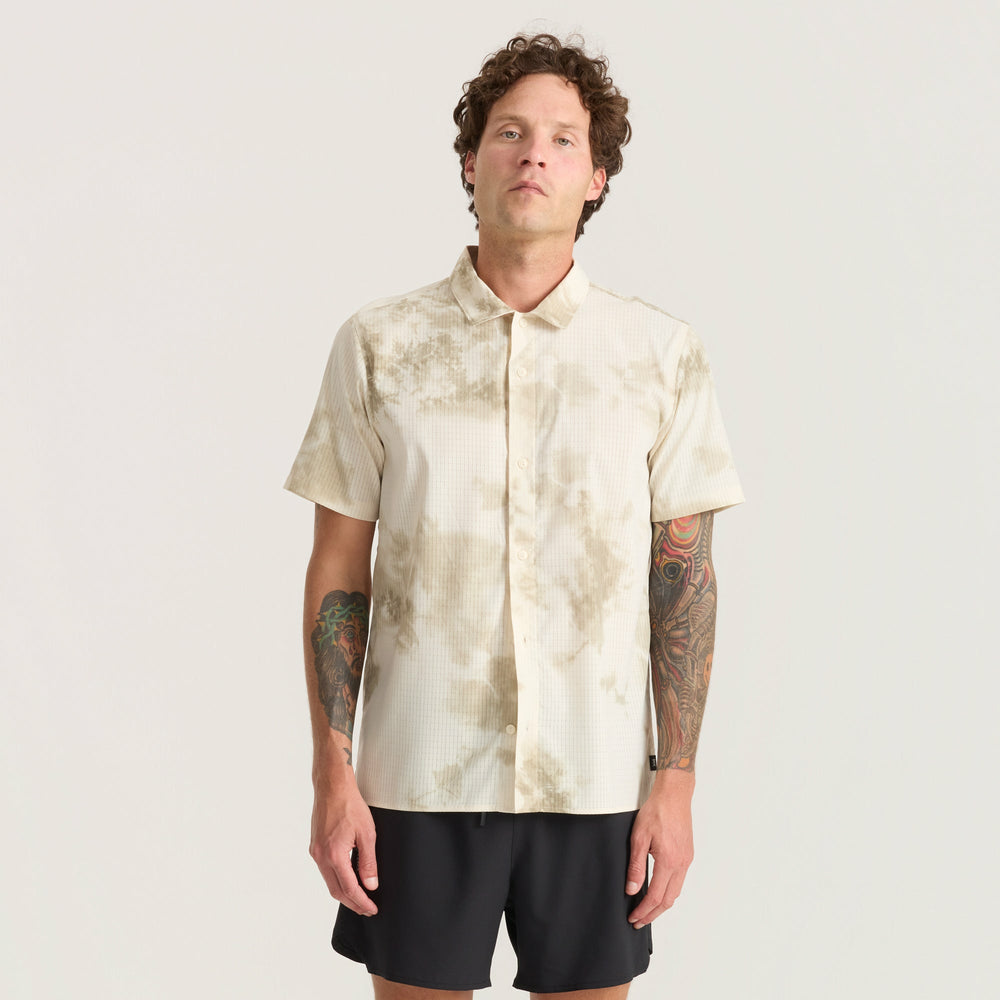Roark Bless Up Trail Button Up Shirt in Ivory Crystal Wash - Men|Run / Active