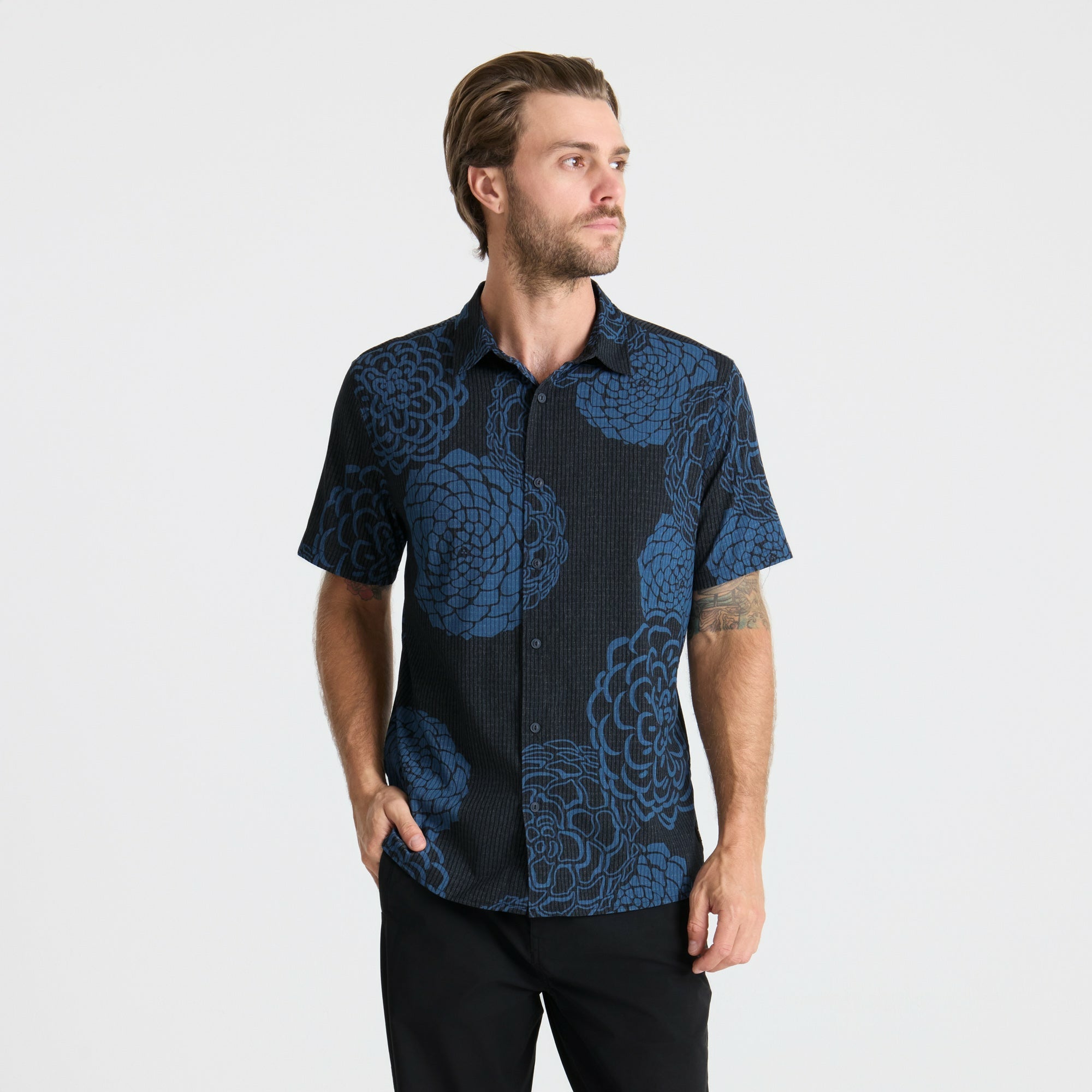 Roark Bless Up Breathable Stretch Shirt in Dark Navy - Men
