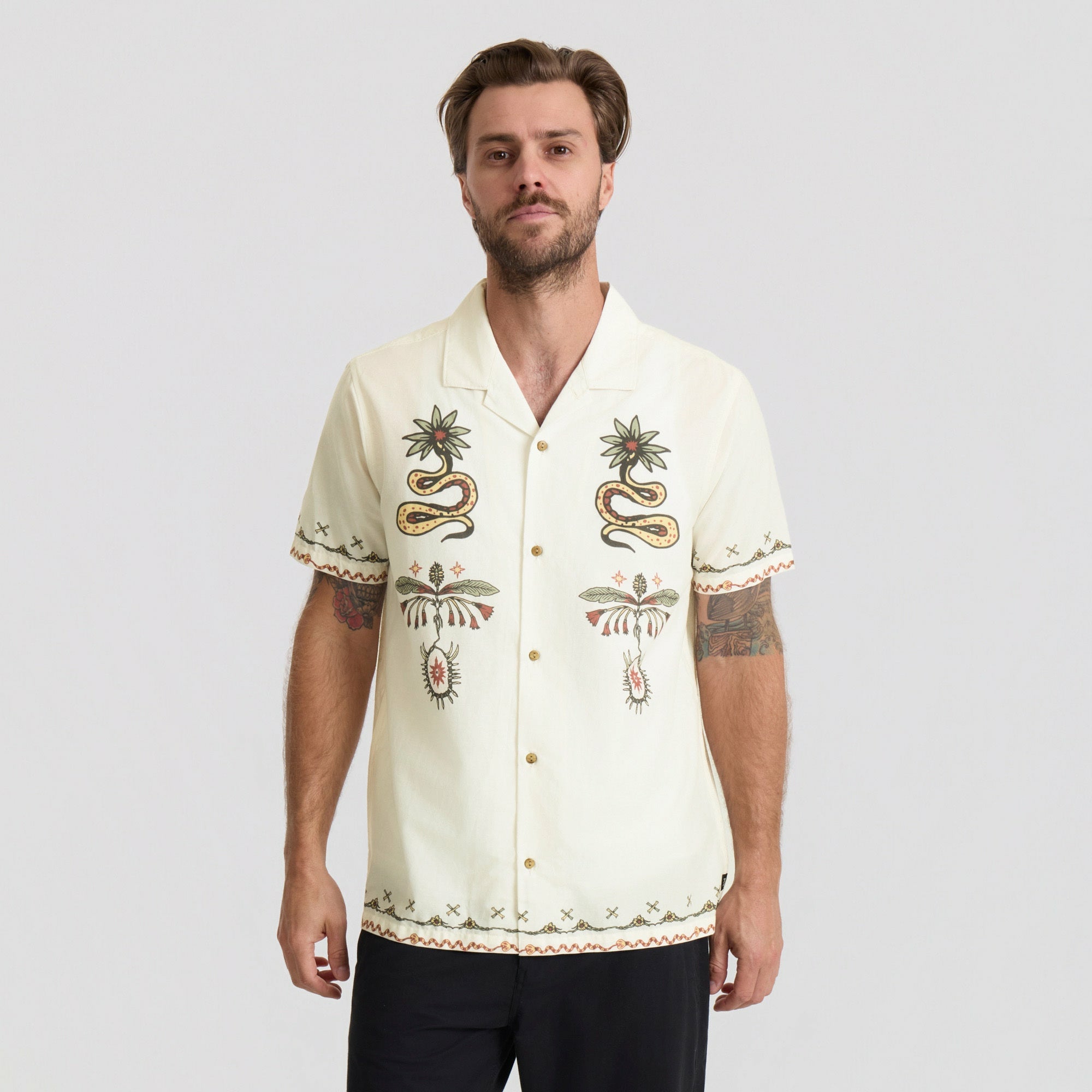 Roark Gonzo Short Sleeve Button Up Shirt in Unbleached - Men