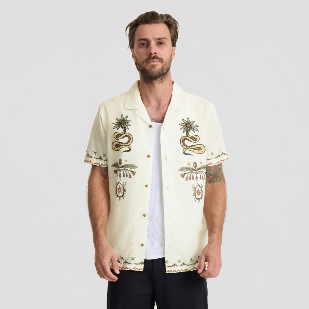 Roark Gonzo Short Sleeve Button Up Shirt in Unbleached - Men