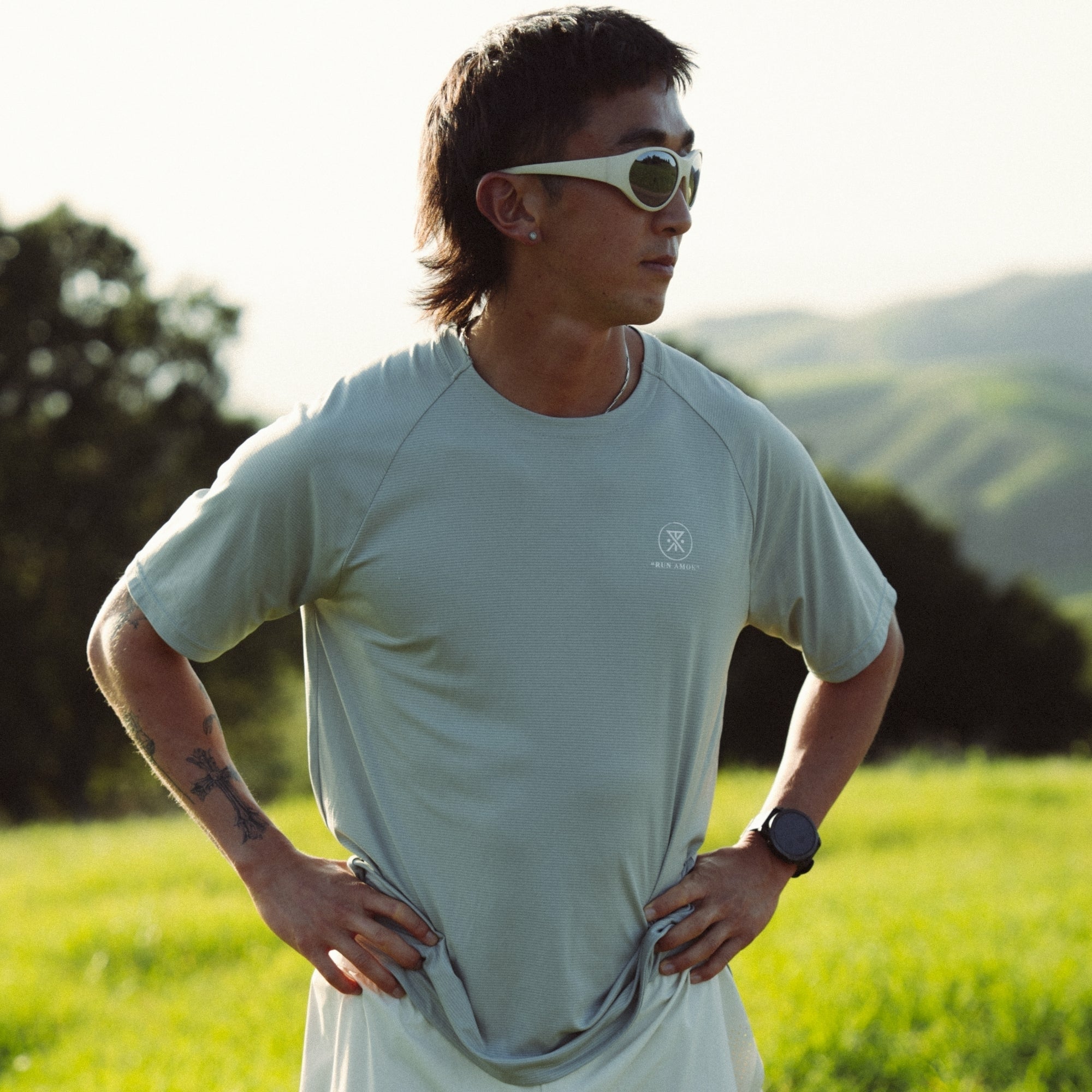 Roark Alta Elite Trail Short Sleeve Tee in Grey - Men|Run / Active