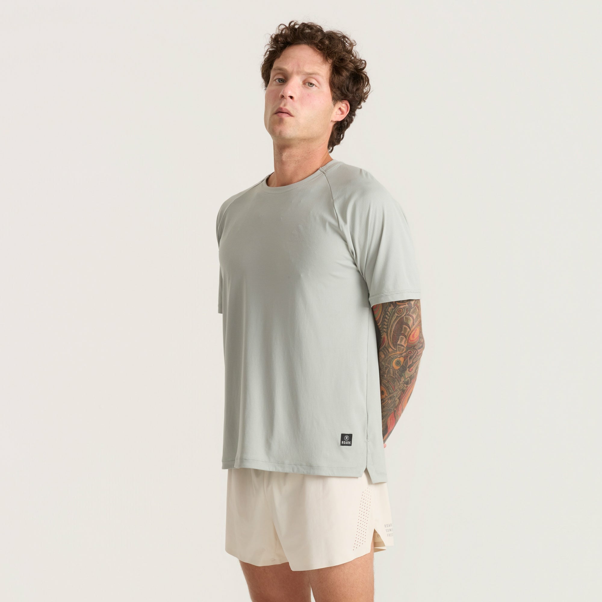 Roark Alta Elite Trail Short Sleeve Tee in Grey - Men|Run / Active
