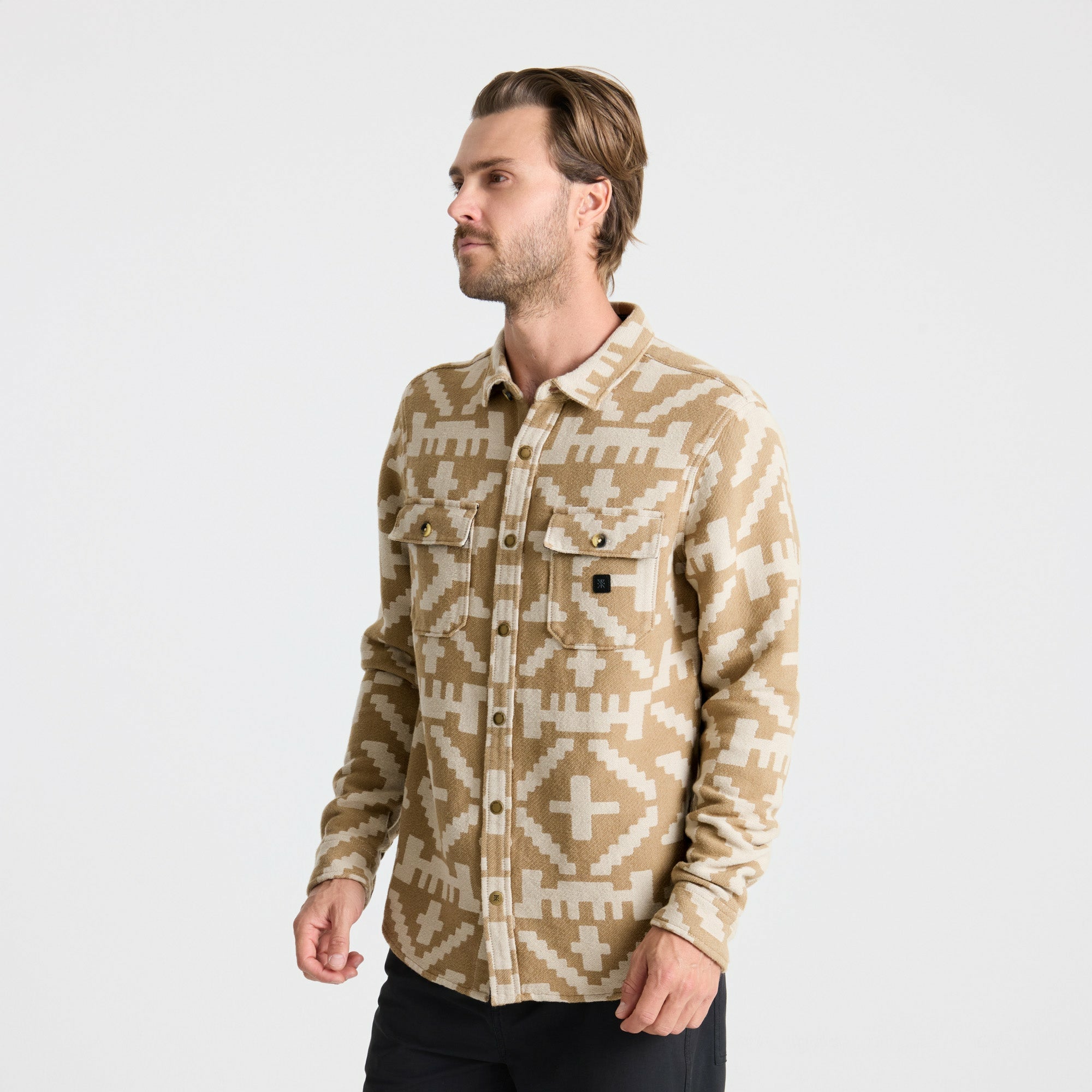 Roark Nordsman Jacquard Flannel in Light Khaki - Men