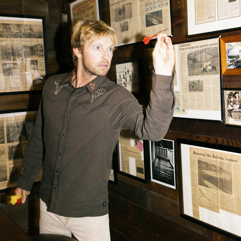 Roark On the Range Long Sleeve Button Up Shirt in Dark Brown - Men