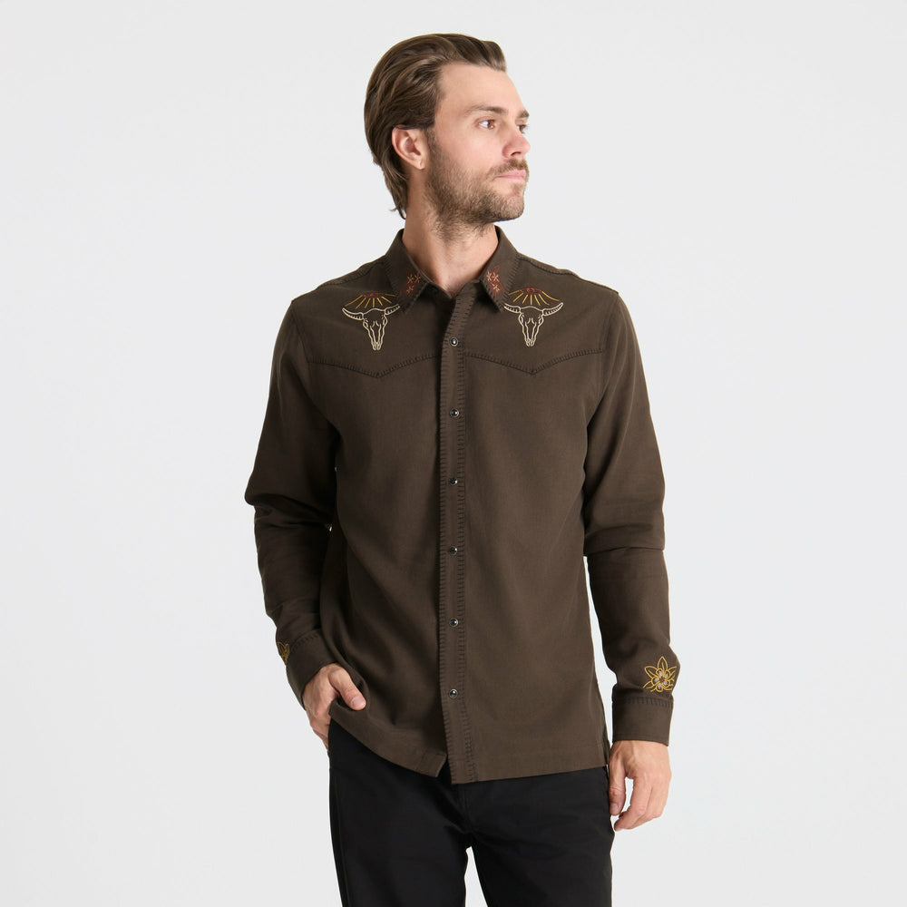 Roark On the Range Long Sleeve Button Up Shirt in Dark Brown - Men