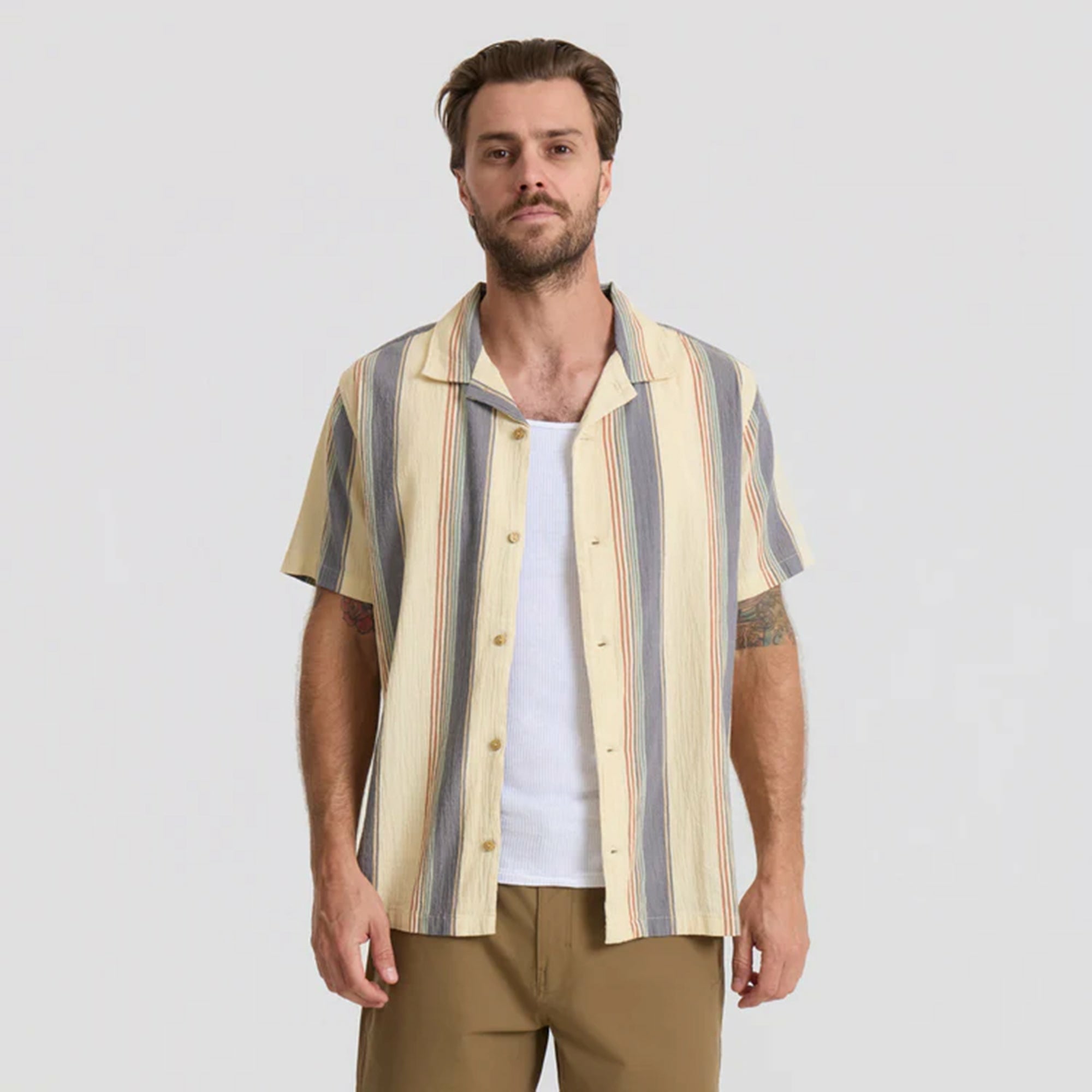 Roark Gonzo Short Sleeve Button Up Shirt in Ivory - Men