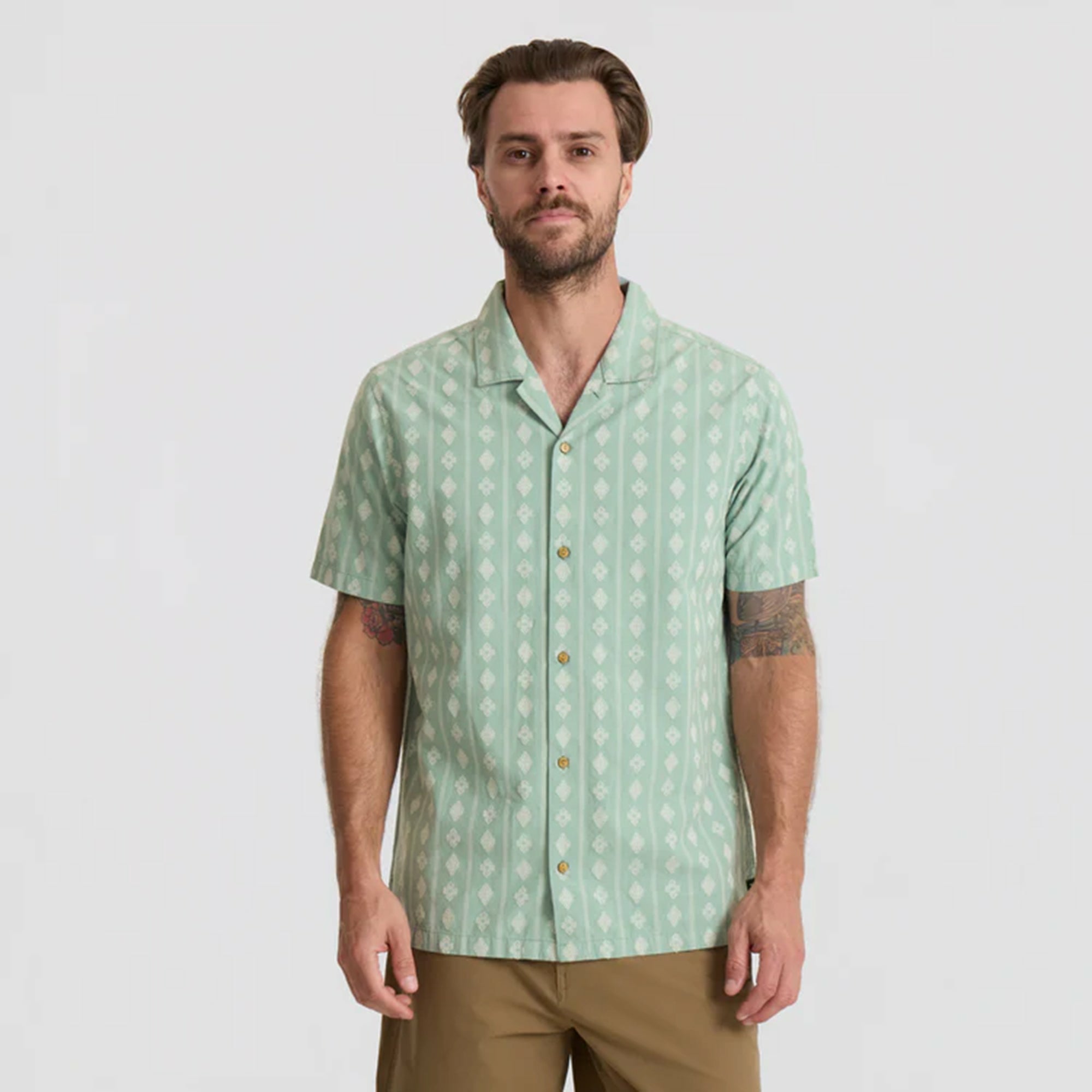 Roark Gonzo Short Sleeve Button Up Shirt in Hazy Blue Jacquard - Men