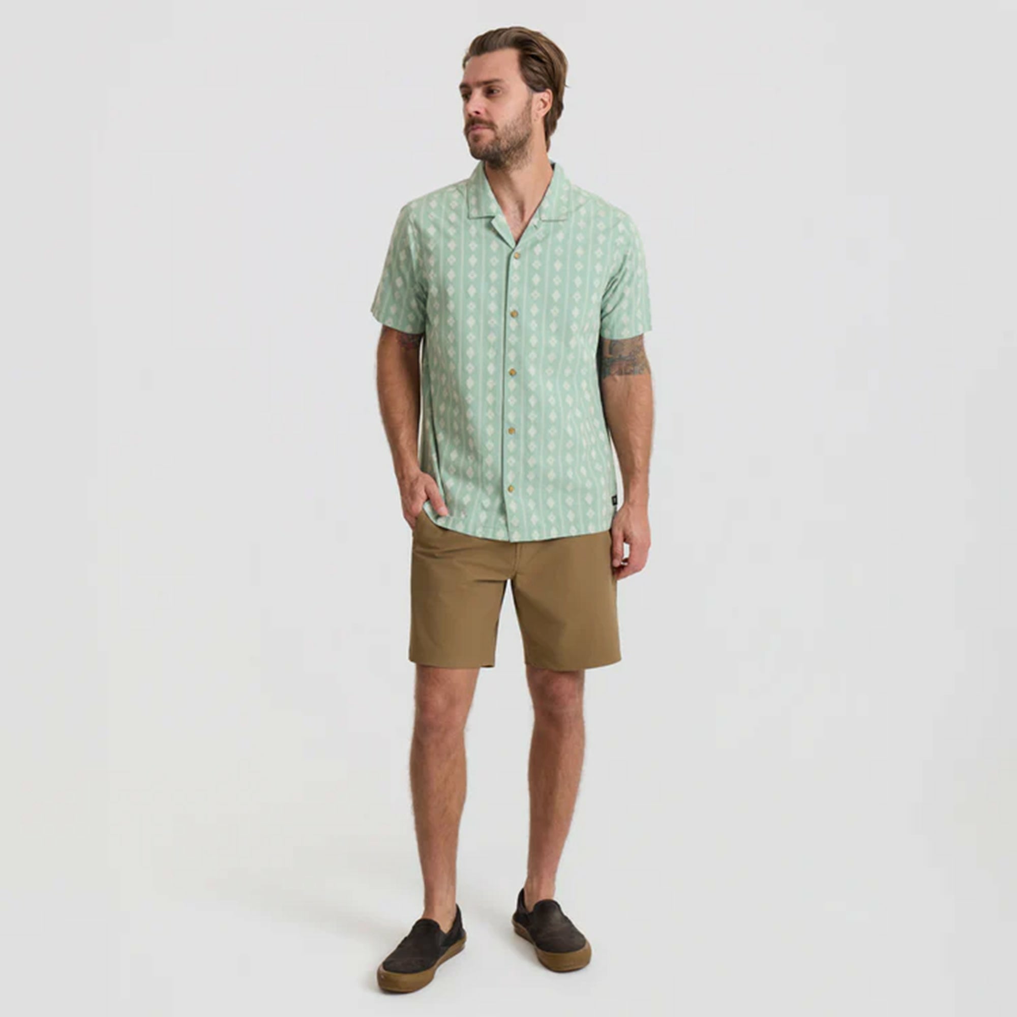 Roark Gonzo Short Sleeve Button Up Shirt in Hazy Blue Jacquard - Men
