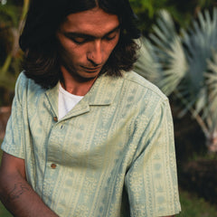 Roark Gonzo Short Sleeve Button Up Shirt in Dusty Green - Men
