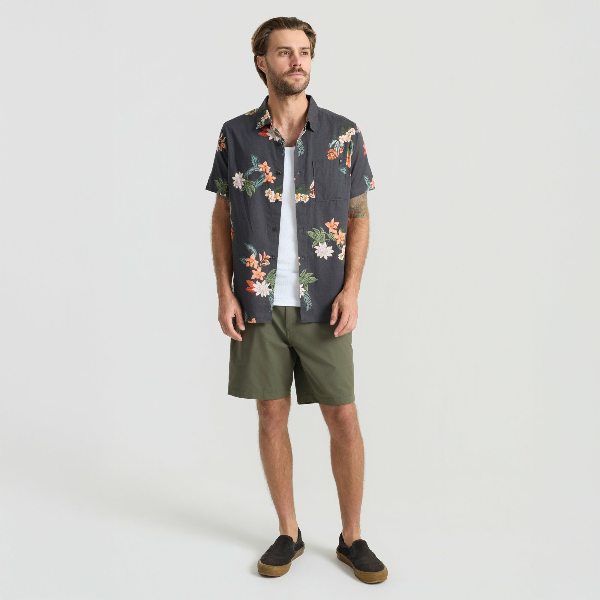 Roark Journey Short Sleeve Button Up Shirt in Onyx - Men