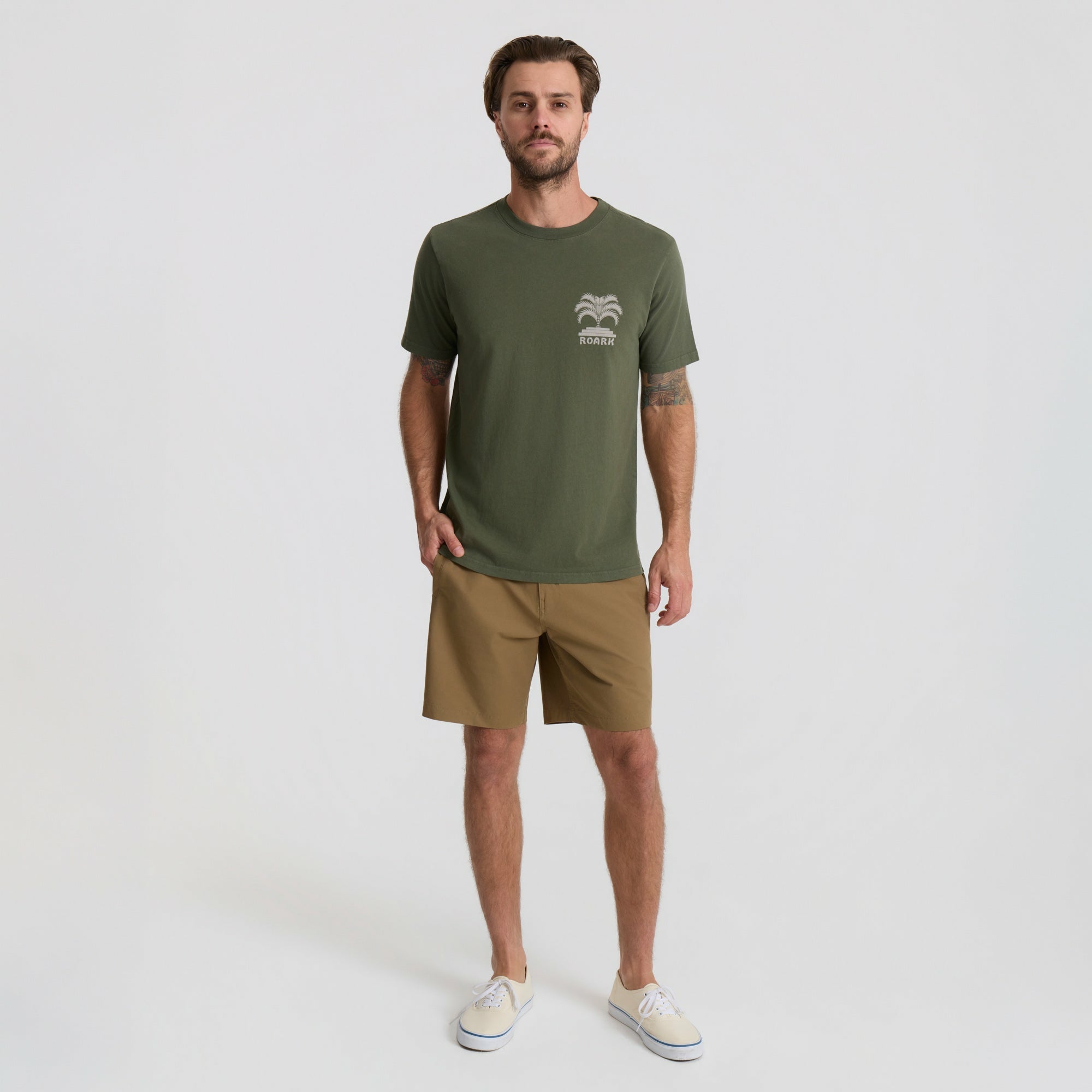 Roark Moto Palm Premium Tee in Military - Men
