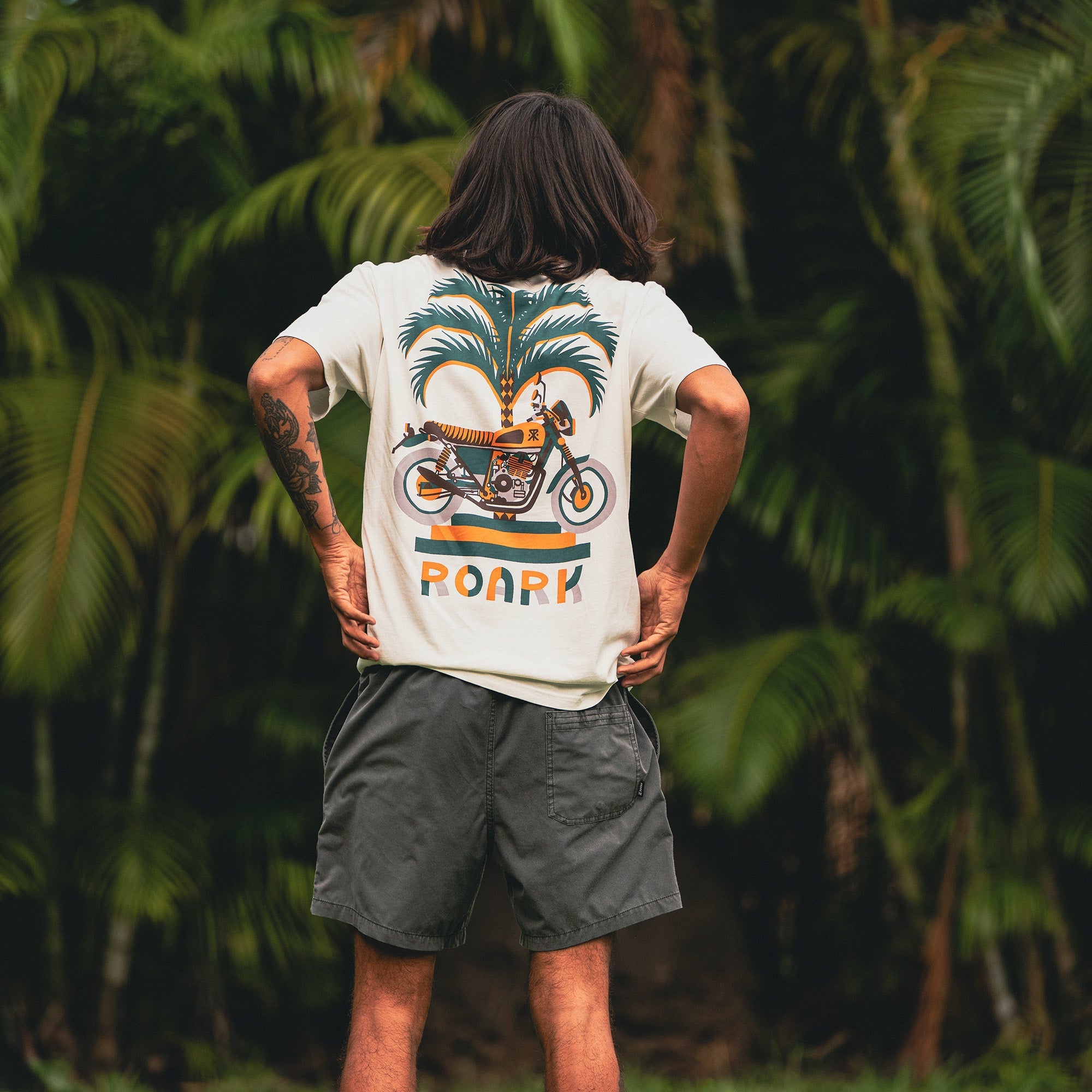 Roark Moto Palm Premium Tee in Off White - Men