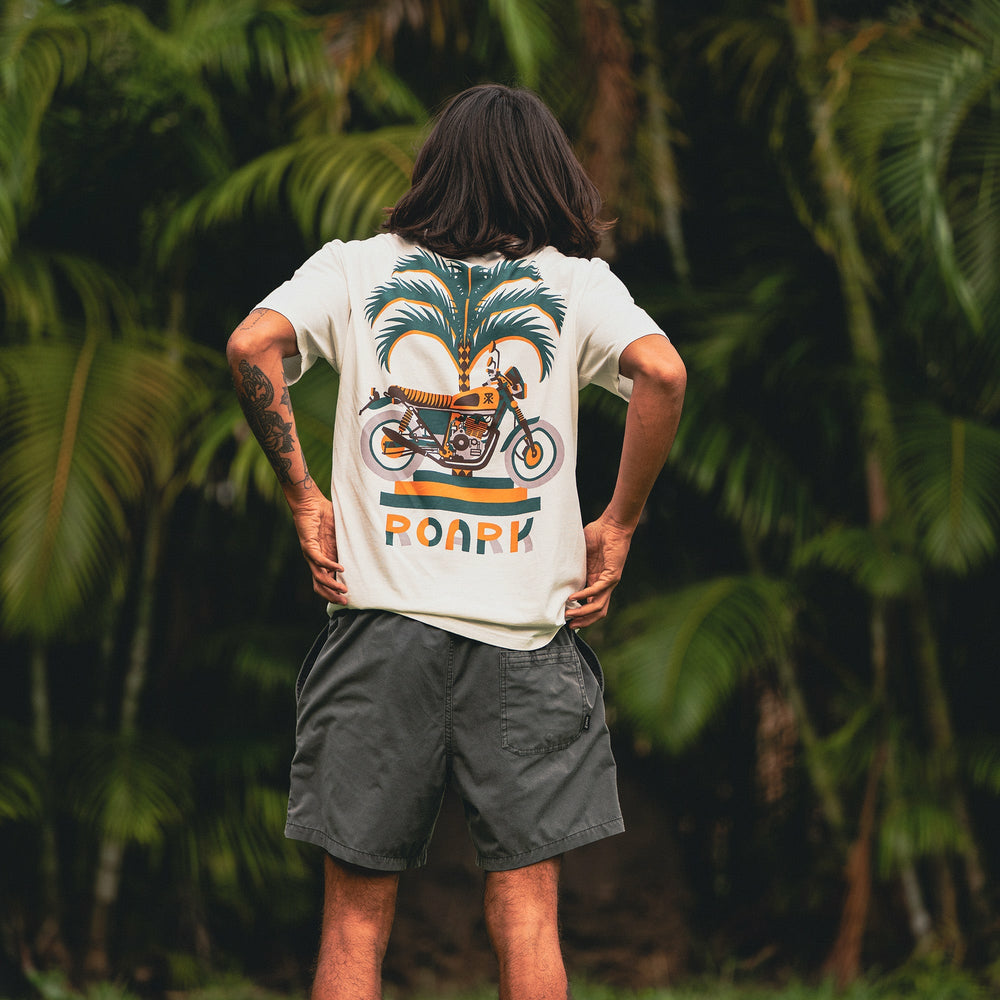 Roark Moto Palm Premium Tee in Off White - Men