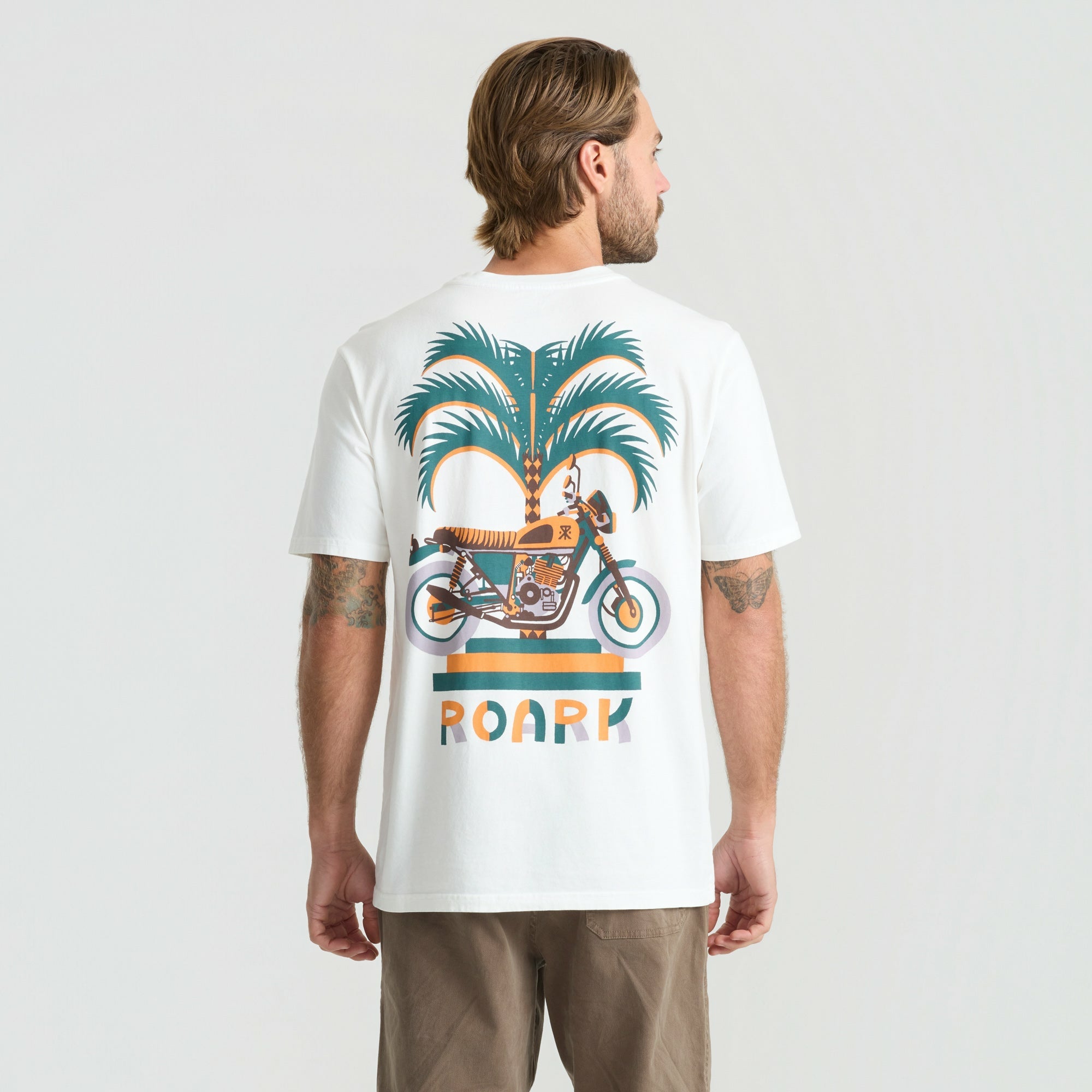 Roark Moto Palm Premium Tee in Off White - Men