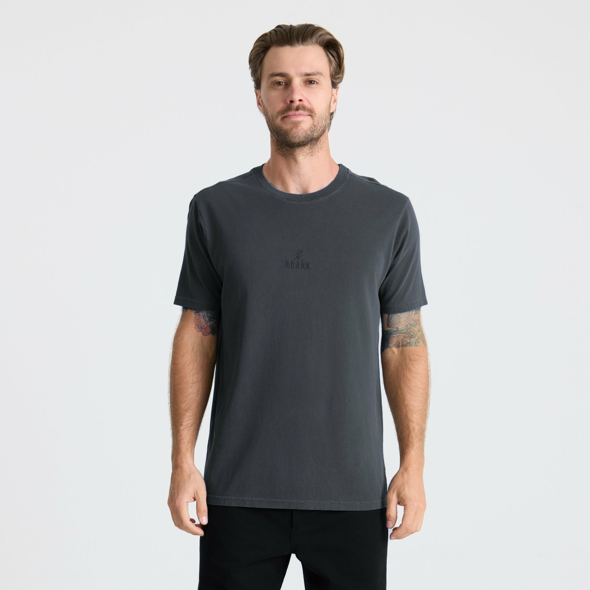 Roark Safecamp Embroidery Premium Tee in Charcoal - Men