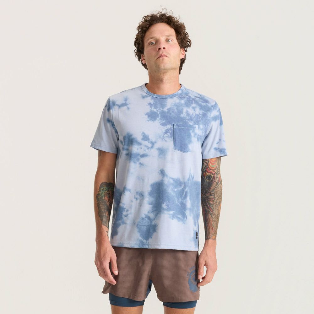 Roark Mathis Active Tie Dye Pocket Short Sleeve Tee in Neptune Tie Dye - Men|Run / Active