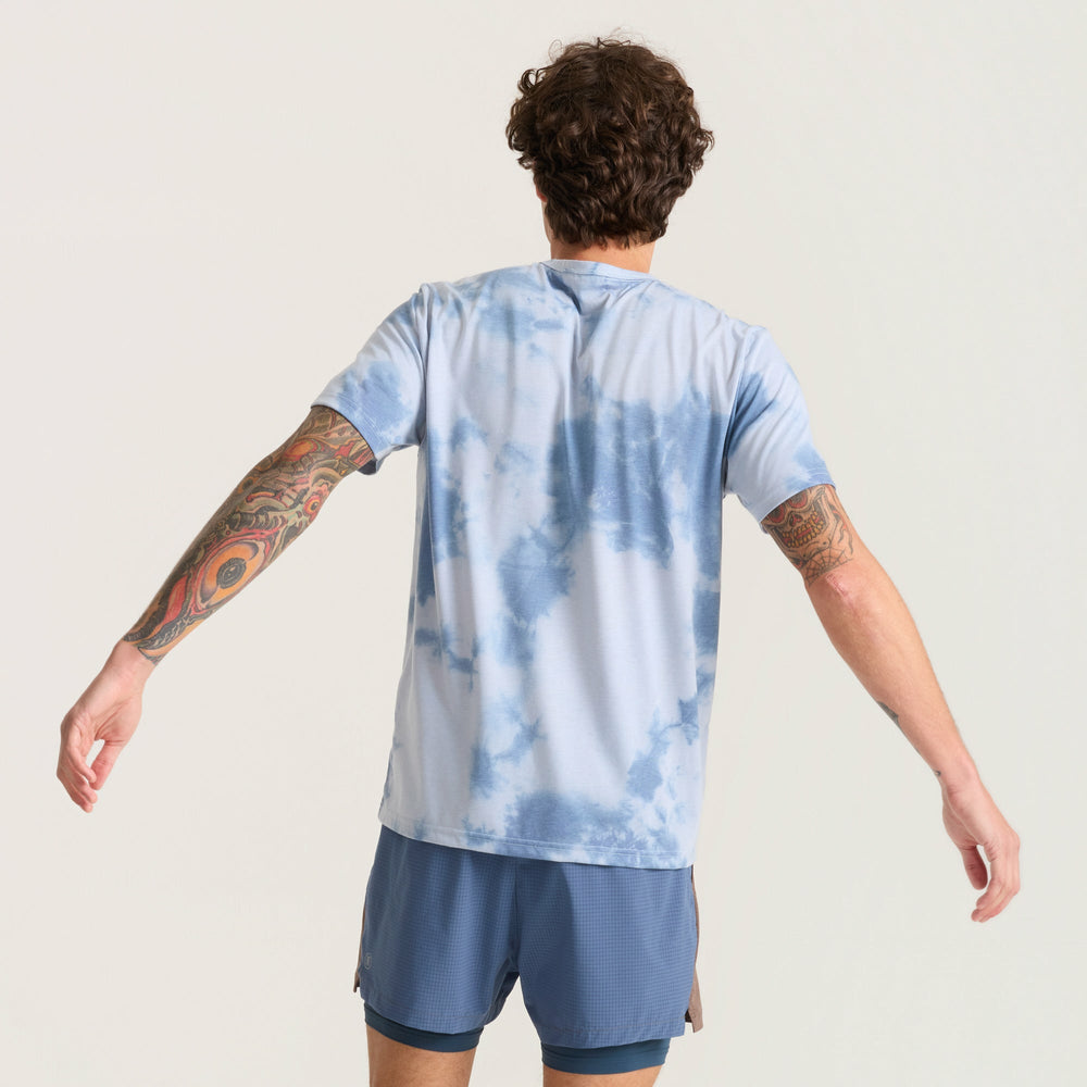 Roark Mathis Active Tie Dye Pocket Short Sleeve Tee in Neptune Tie Dye - Men|Run / Active