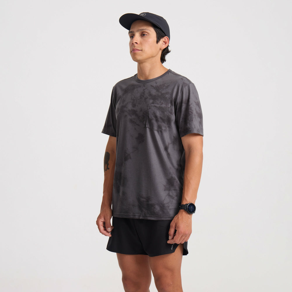 Roark Mathis Active Tie Dye Pocket Short Sleeve Tee in Grey - Men|Run / Active