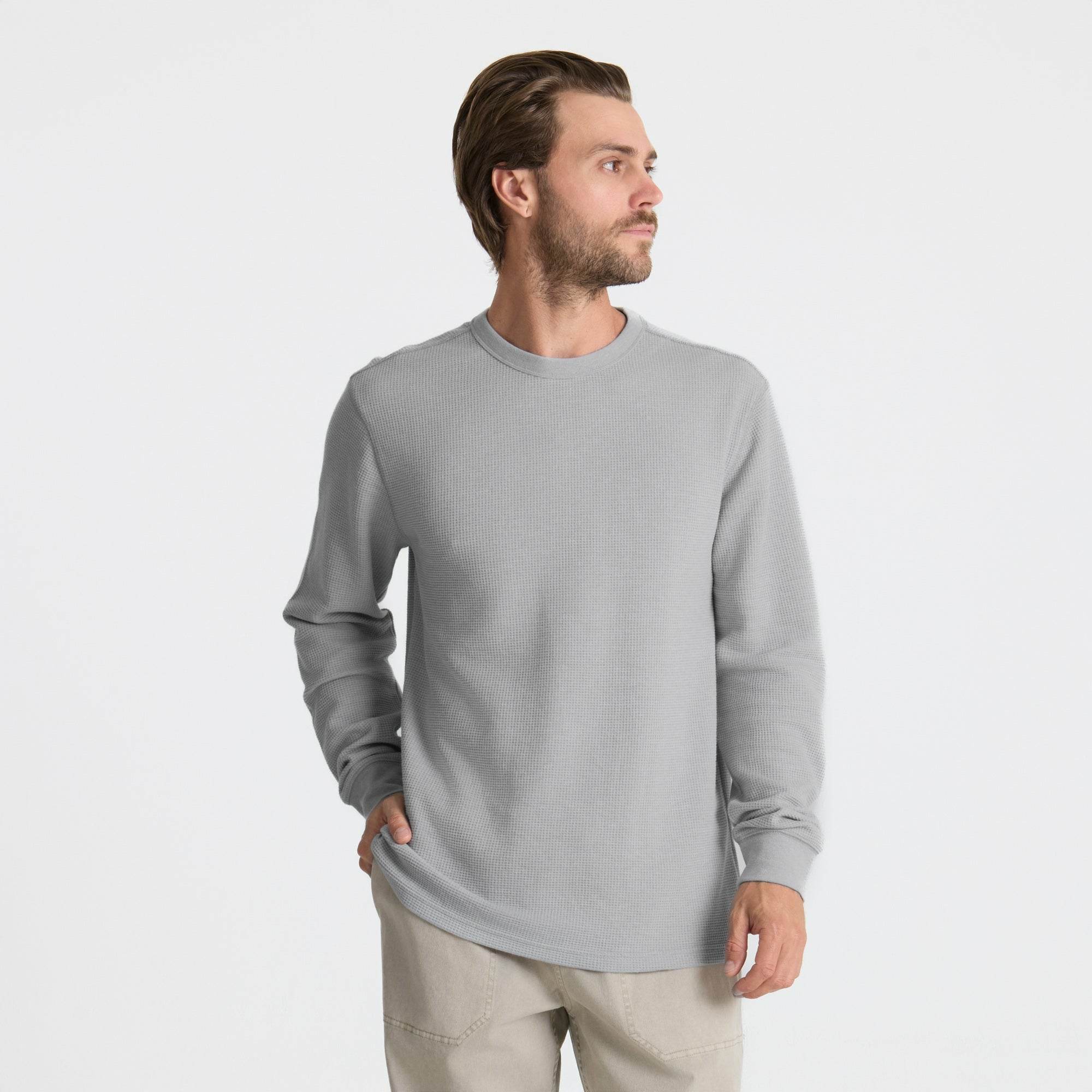 Roark Well Worn Thermal Long Sleeve Tee in Heather Grey - Men