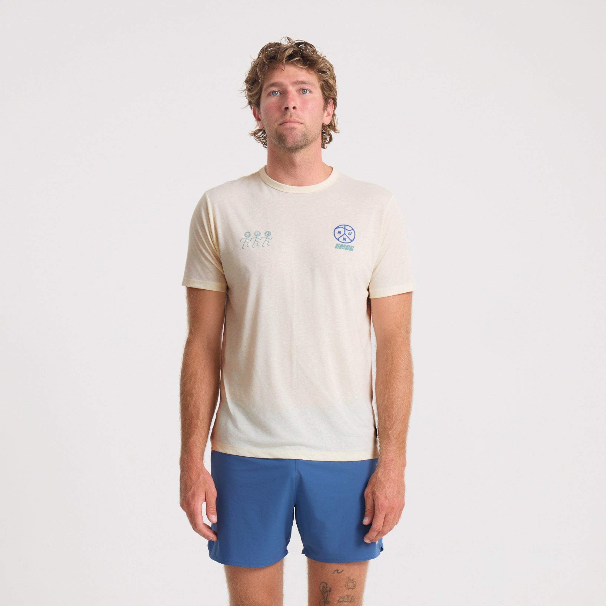 Roark Mathis Active Short Sleeve Tee in Unbleached - Men|Run / Active