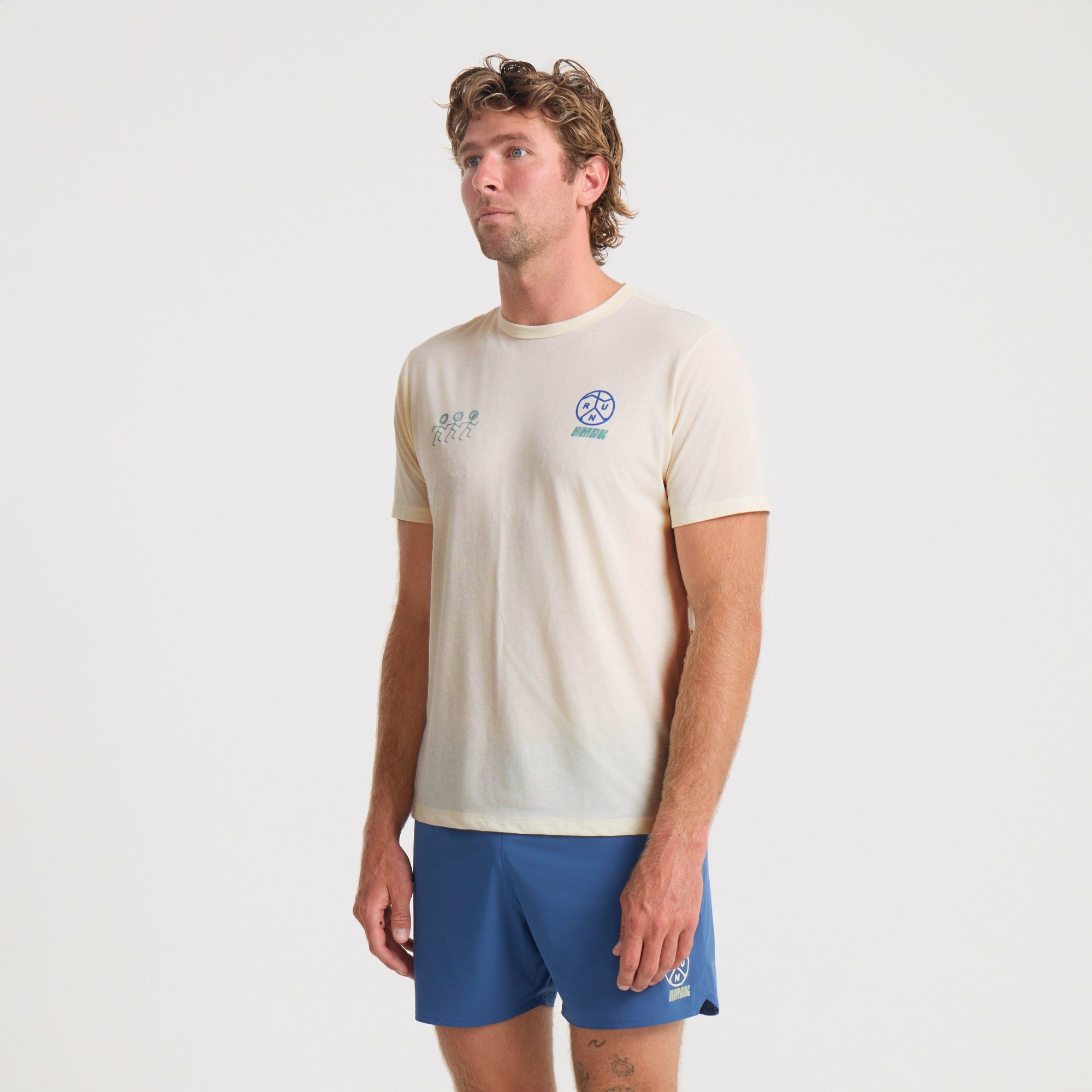 Roark Mathis Active Short Sleeve Tee in Unbleached - Men|Run / Active