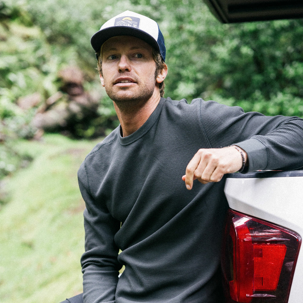 Roark Well Worn Thermal Long Sleeve Tee in Onyx - Men