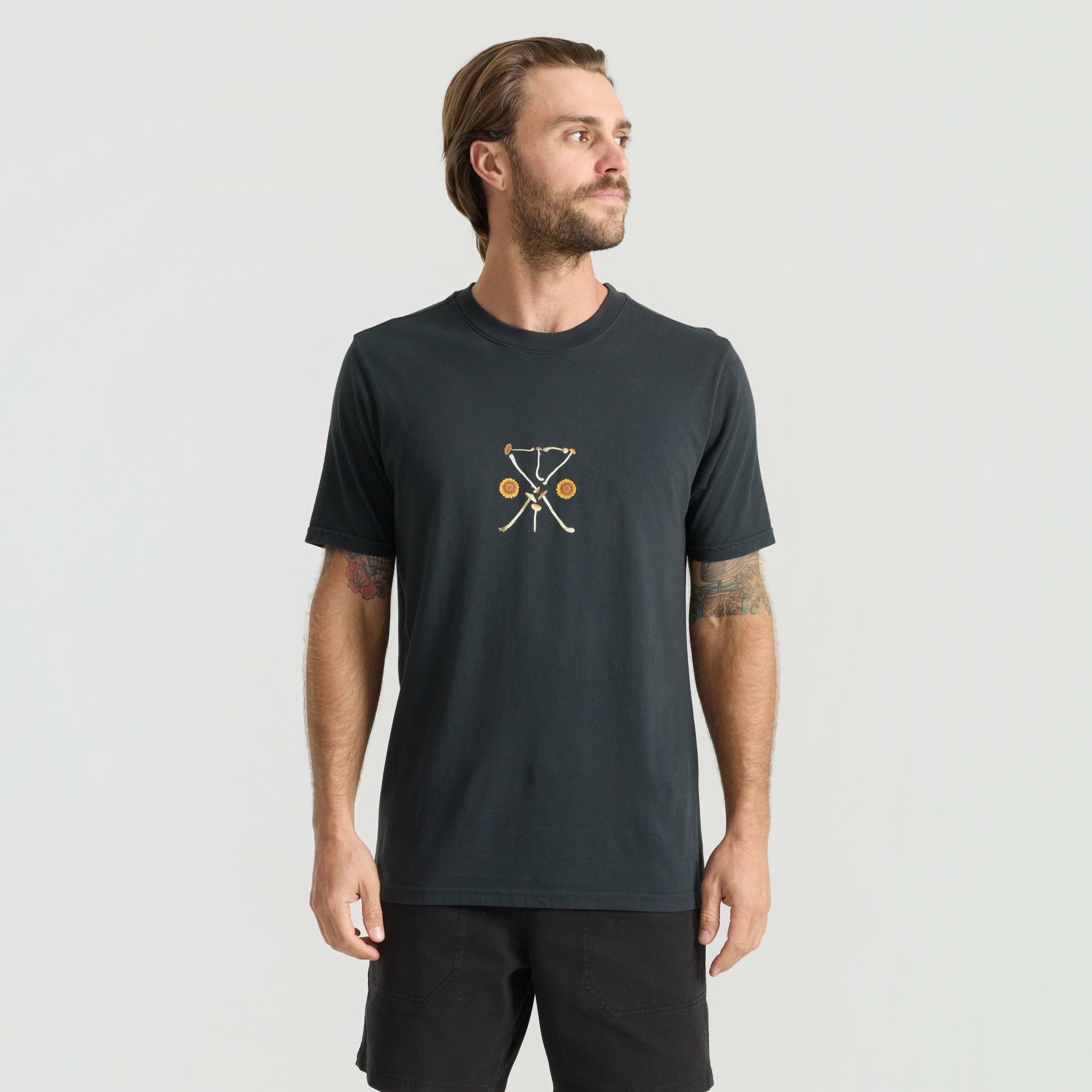 Roark Yin Yang Forage Premium Tee in Washed Black - Men