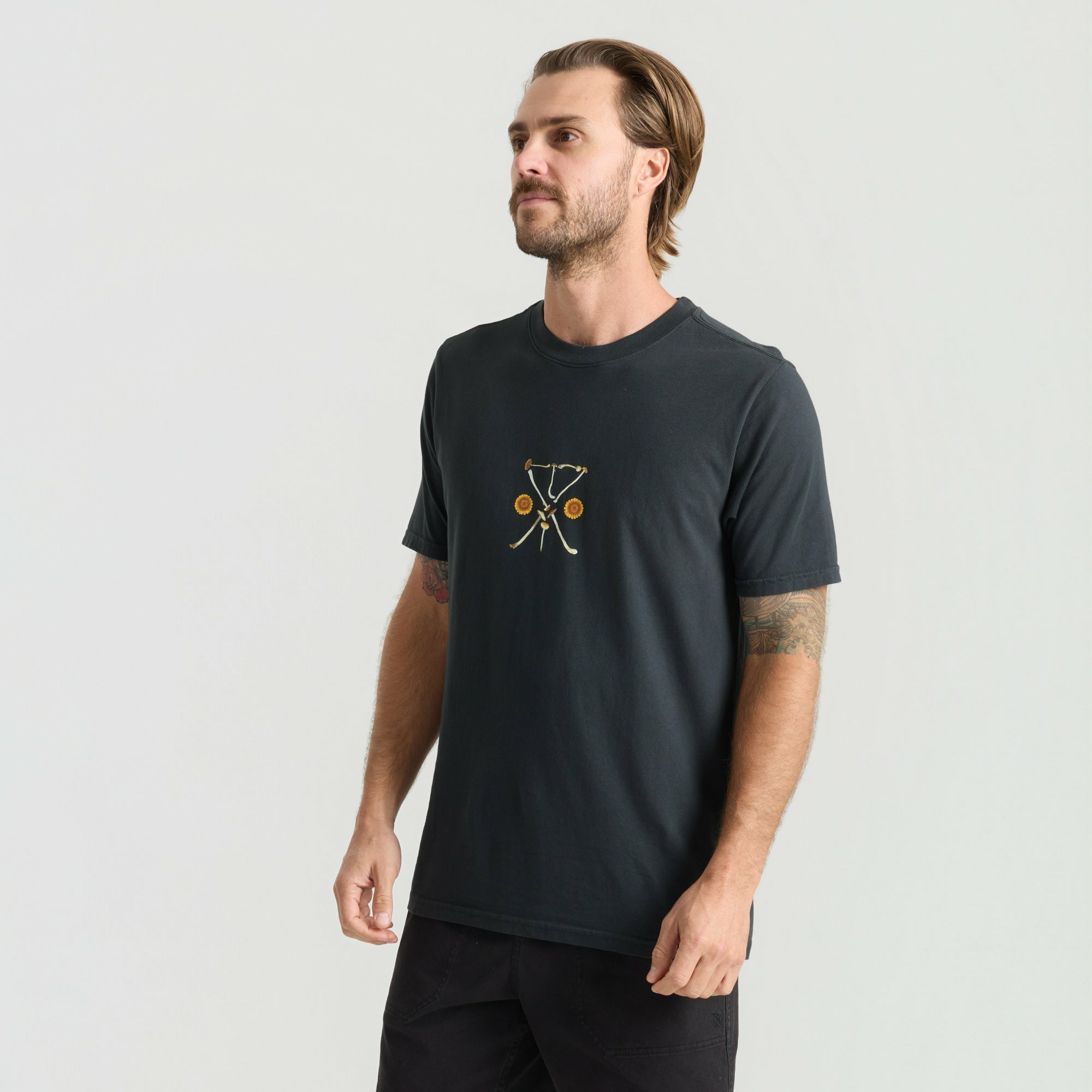 Roark Yin Yang Forage Premium Tee in Washed Black - Men