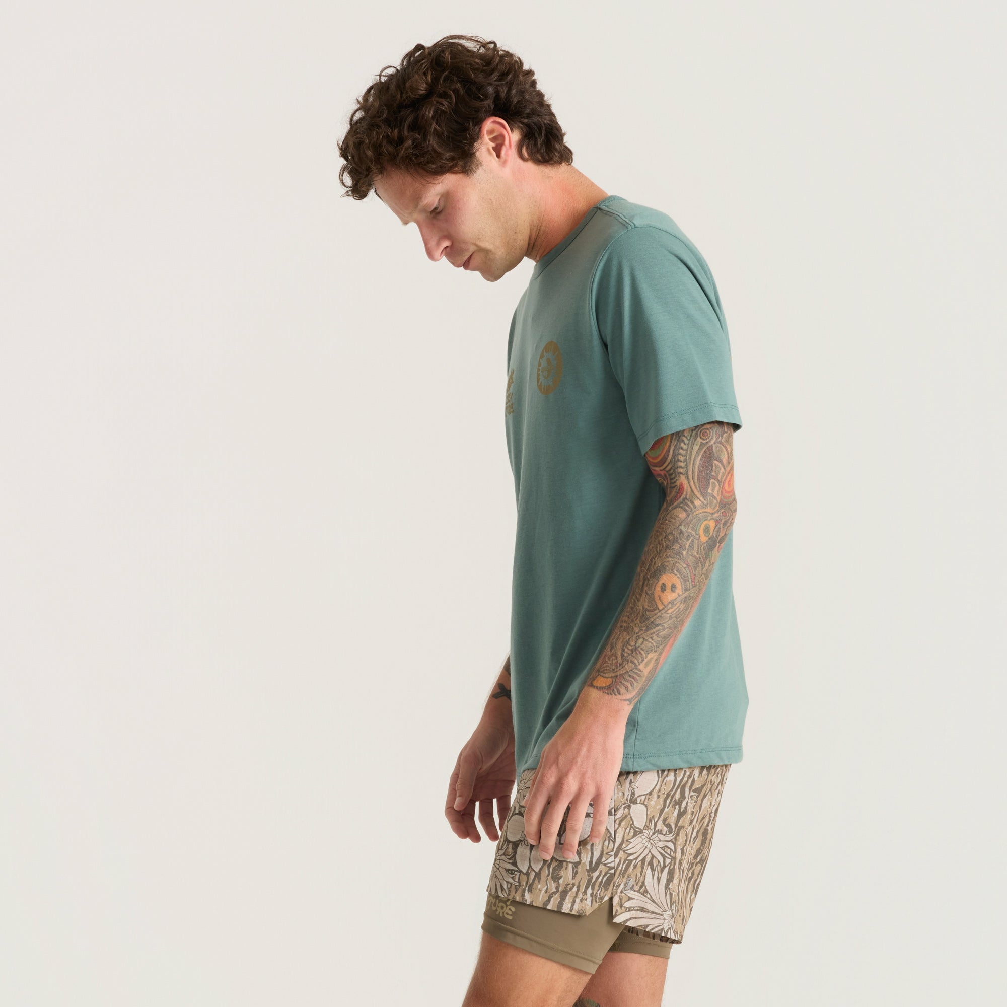 Roark Mathis Active Short Sleeve Tee in Slate Green - Men|Run / Active