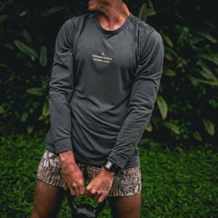 Roark Mathis Active Long Sleeve Tee in Charcoal - Men|Run / Active
