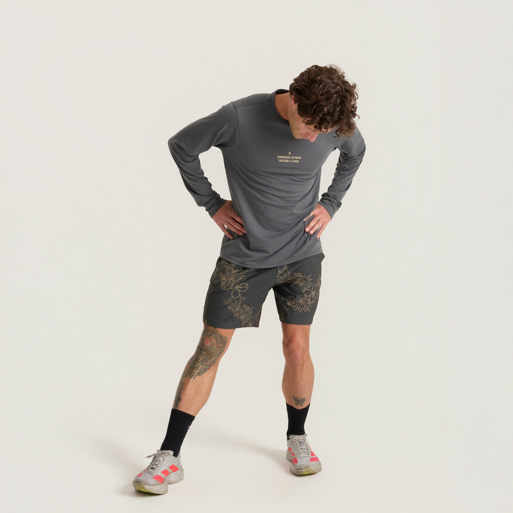 Roark Mathis Active Long Sleeve Tee in Charcoal - Men|Run / Active