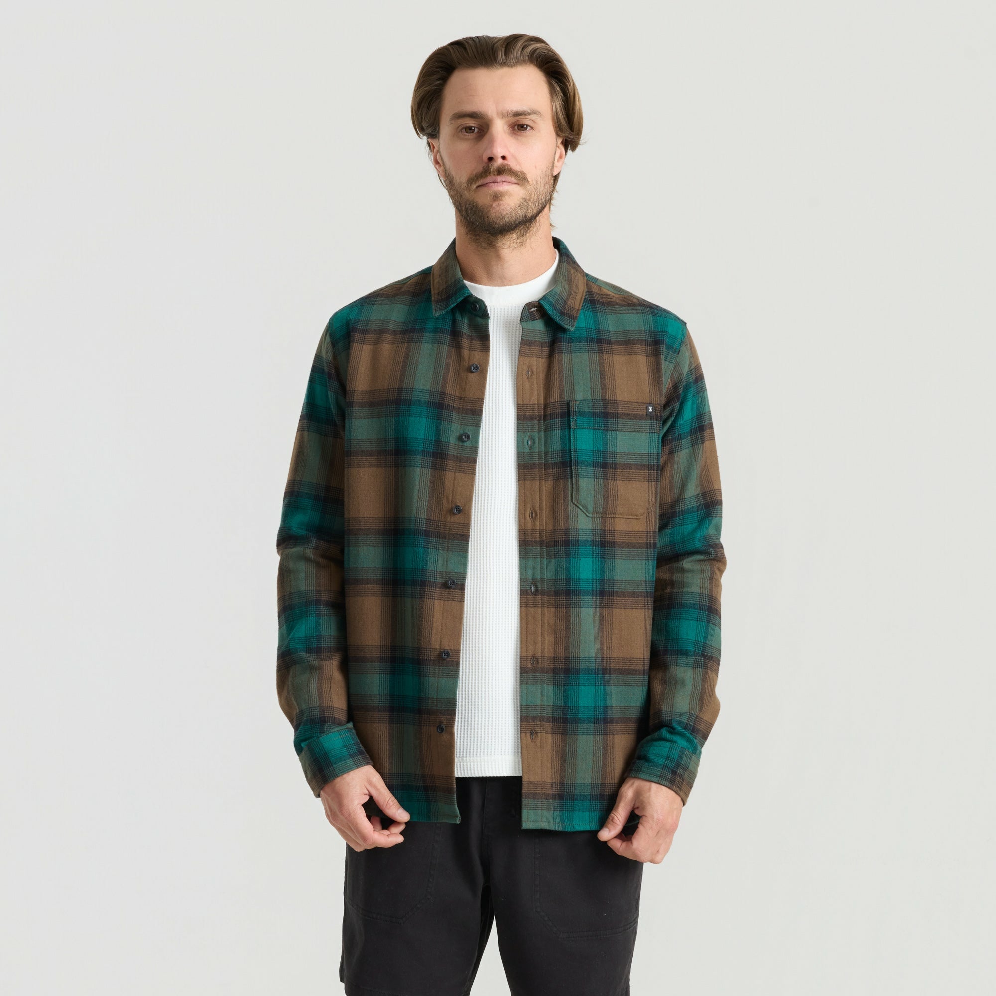 Roark Crossroads Organic Cotton Flannel in Mushroom - Men