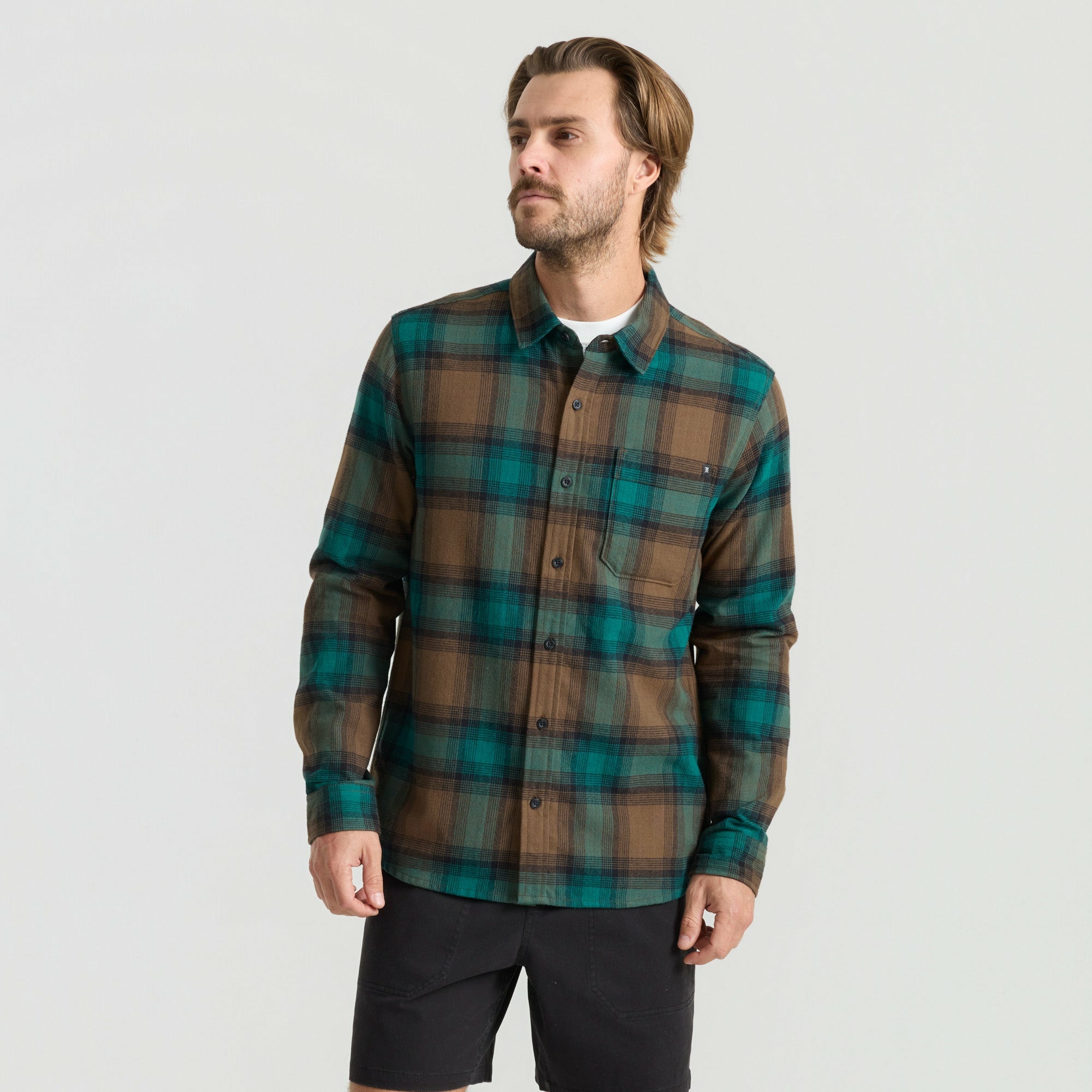 Roark Crossroads Organic Cotton Flannel in Mushroom - Men