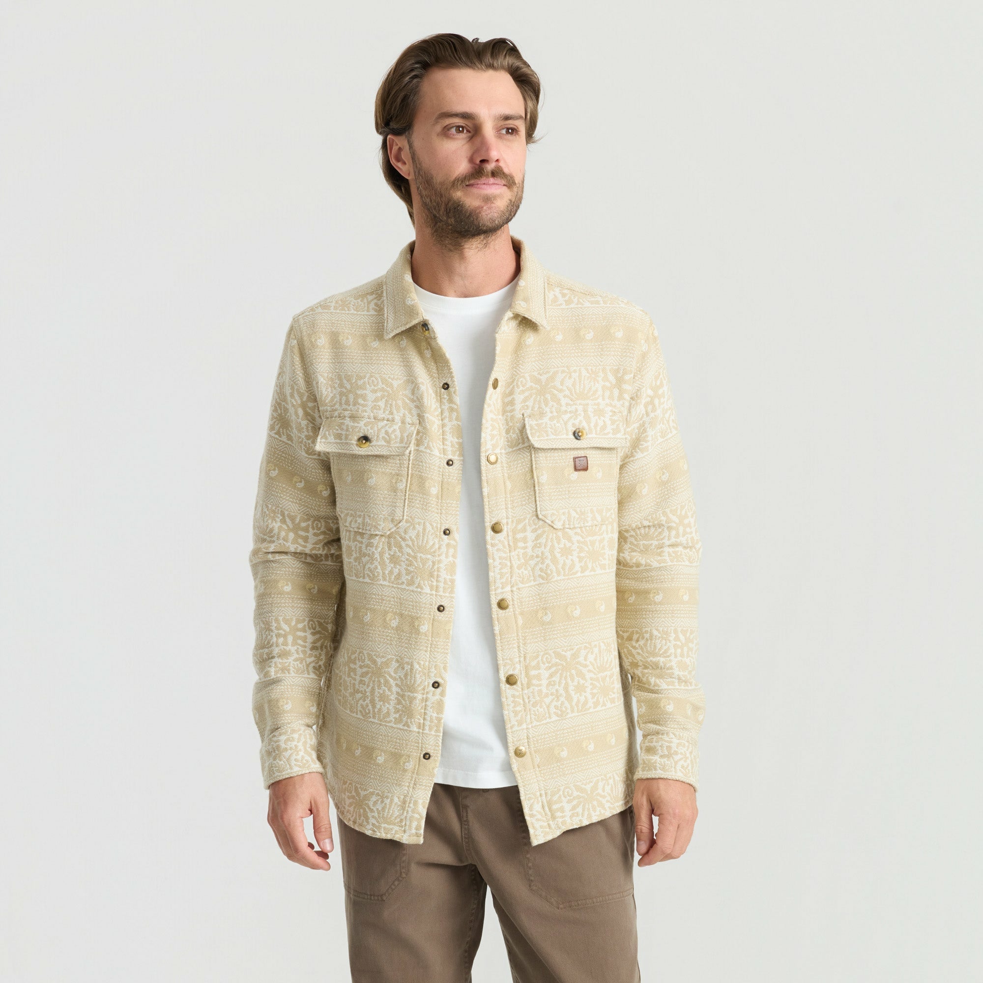 Roark Nordsman Jacquard Flannel in Oat - Men