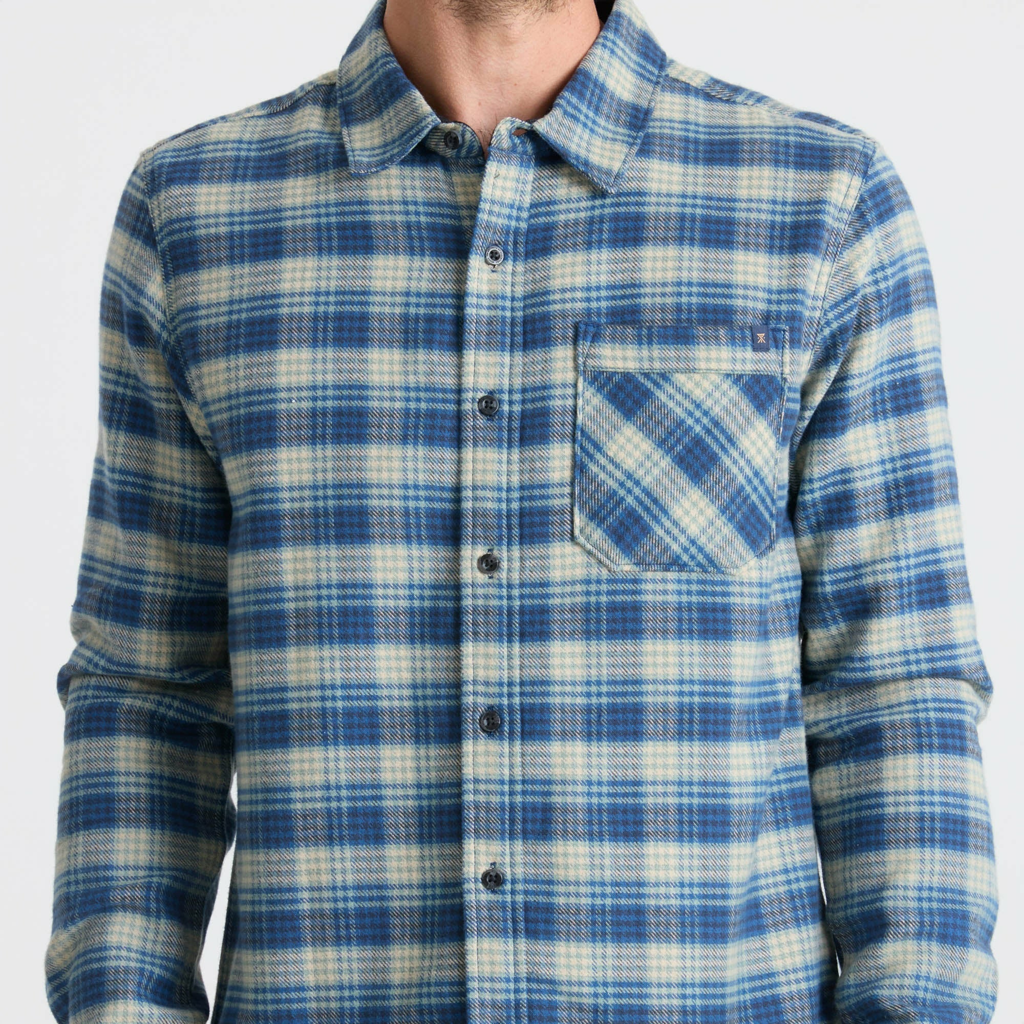 Roark Crossroads Organic Cotton Flannel in Deep Blue - Men