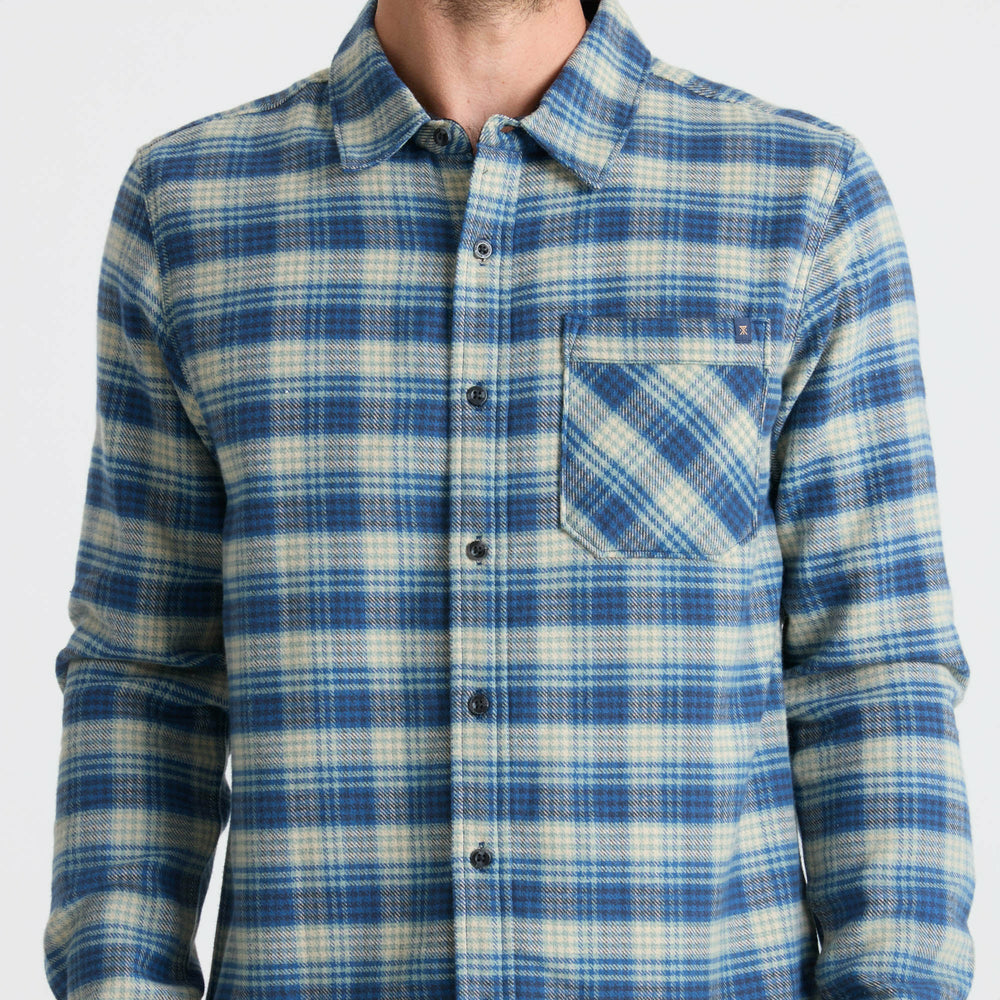 Roark Crossroads Organic Cotton Flannel in Deep Blue - Men