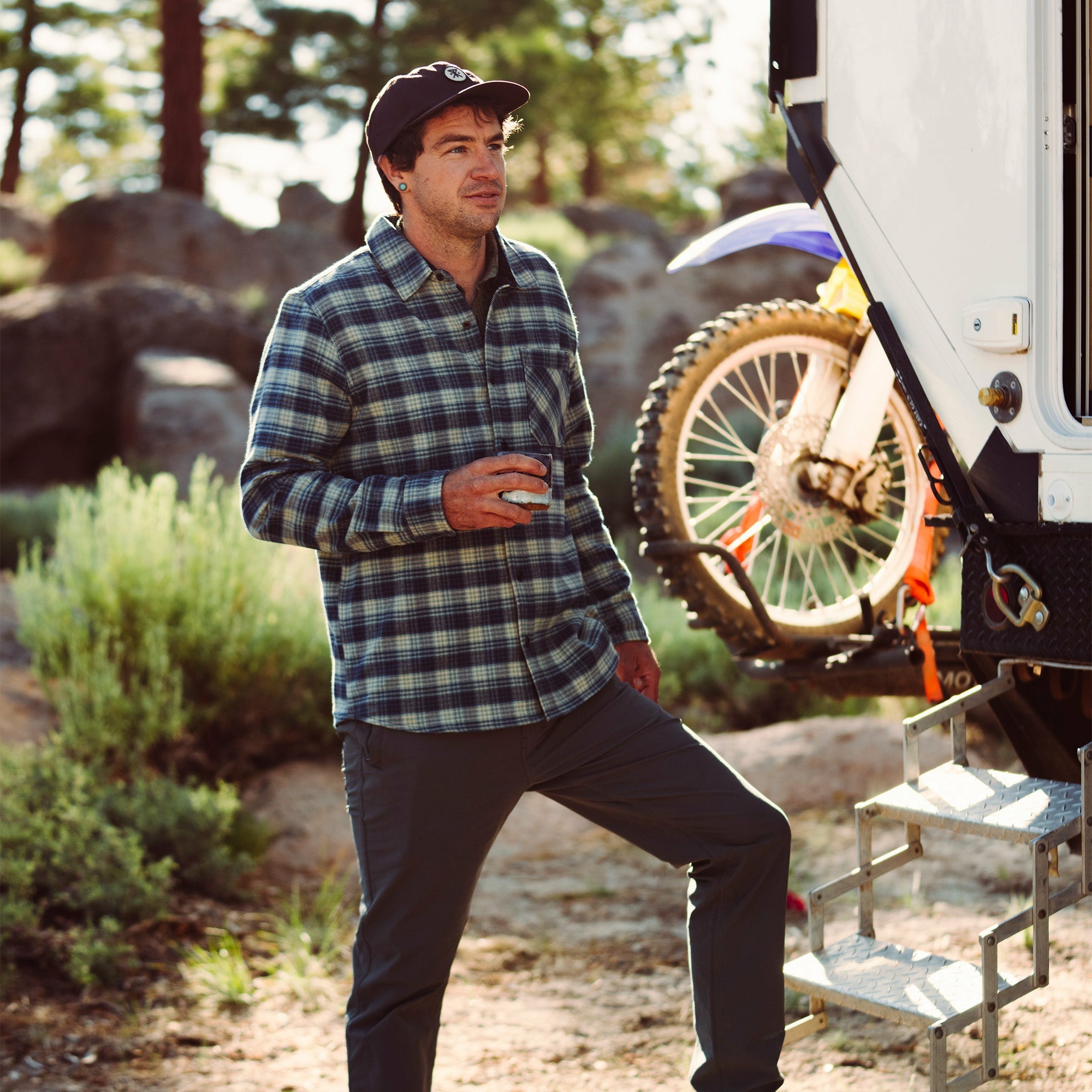 Roark Crossroads Organic Cotton Flannel in Deep Blue - Men
