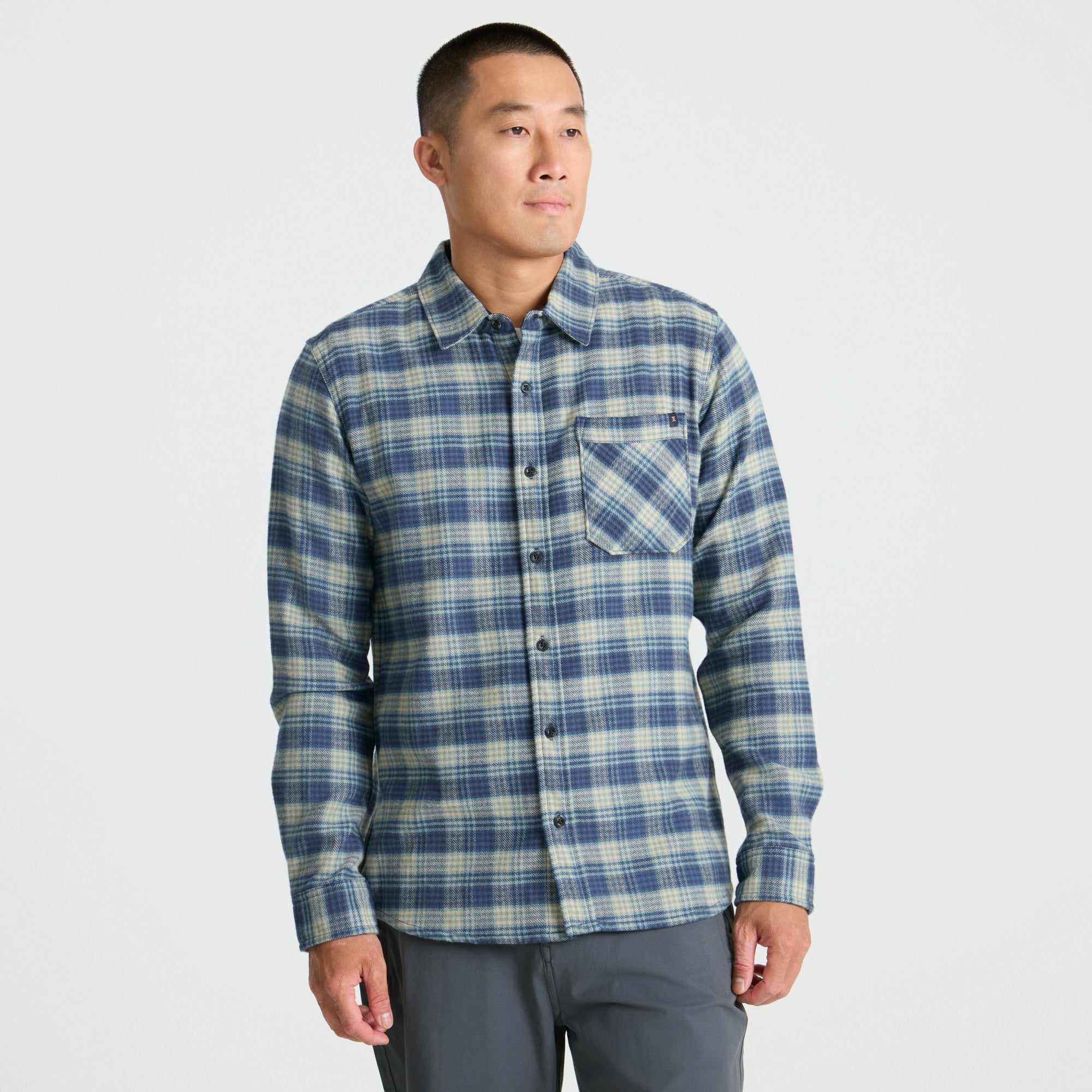 Roark Crossroads Organic Cotton Flannel in Deep Blue - Men