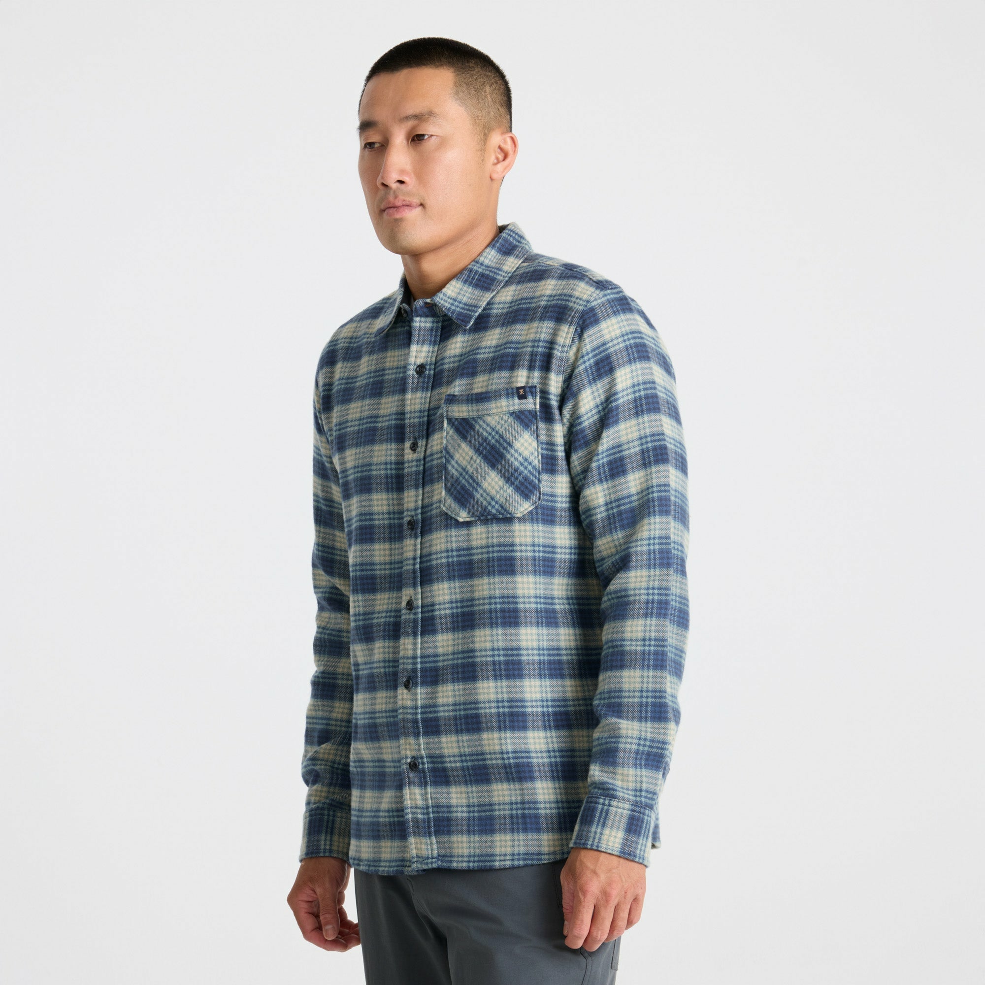 Roark Crossroads Organic Cotton Flannel in Deep Blue - Men