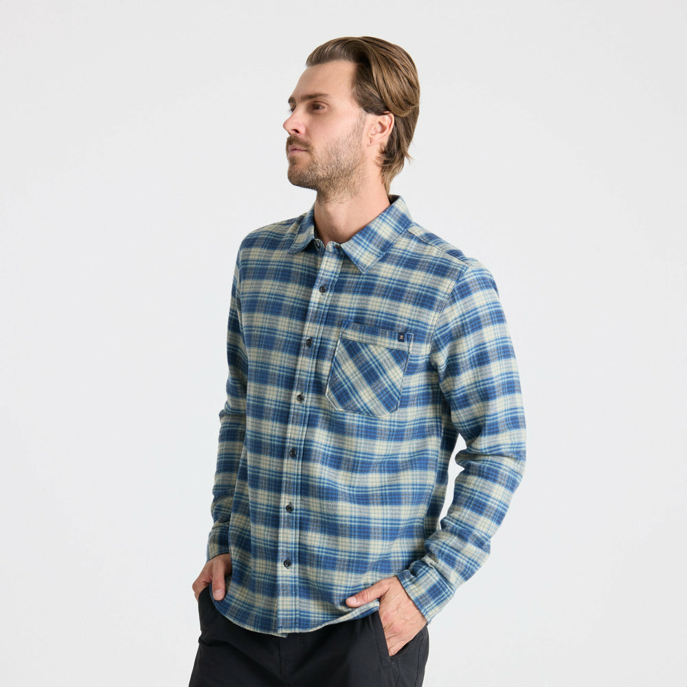Roark Crossroads Organic Cotton Flannel in Deep Blue - Men