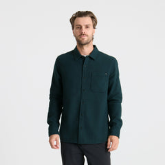 Roark Crossroads Organic Cotton Flannel in Deep Navy Herringbone - Men