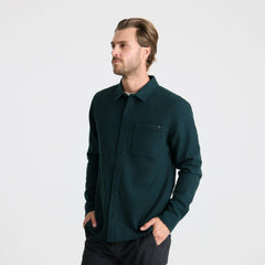 Roark Crossroads Organic Cotton Flannel in Deep Navy Herringbone - Men