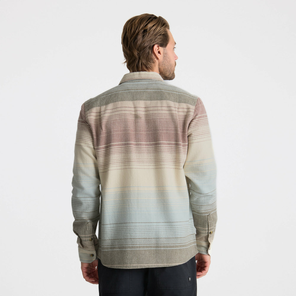 Roark Crossroads Organic Cotton Flannel in Fossil Stripe - Men