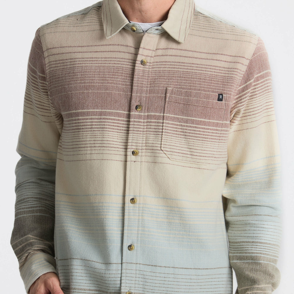 Roark Crossroads Organic Cotton Flannel in Fossil Stripe - Men
