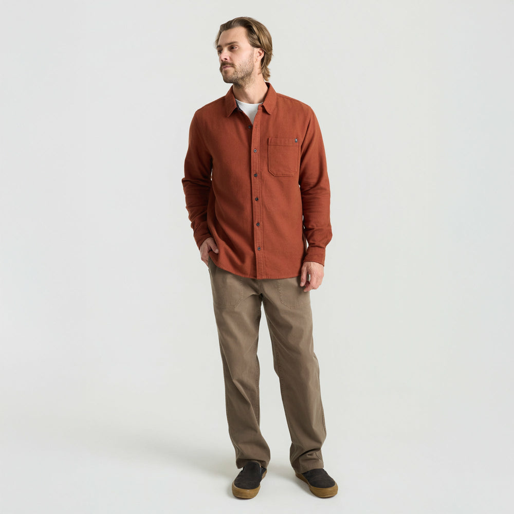 Roark Crossroads Organic Cotton Flannel in Red Clay Herringbone - Men