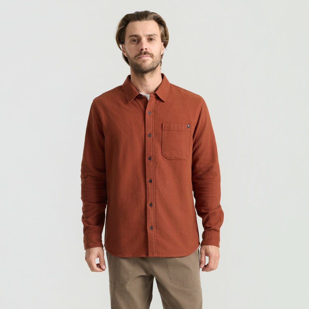 Roark Crossroads Organic Cotton Flannel in Red Clay Herringbone - Men