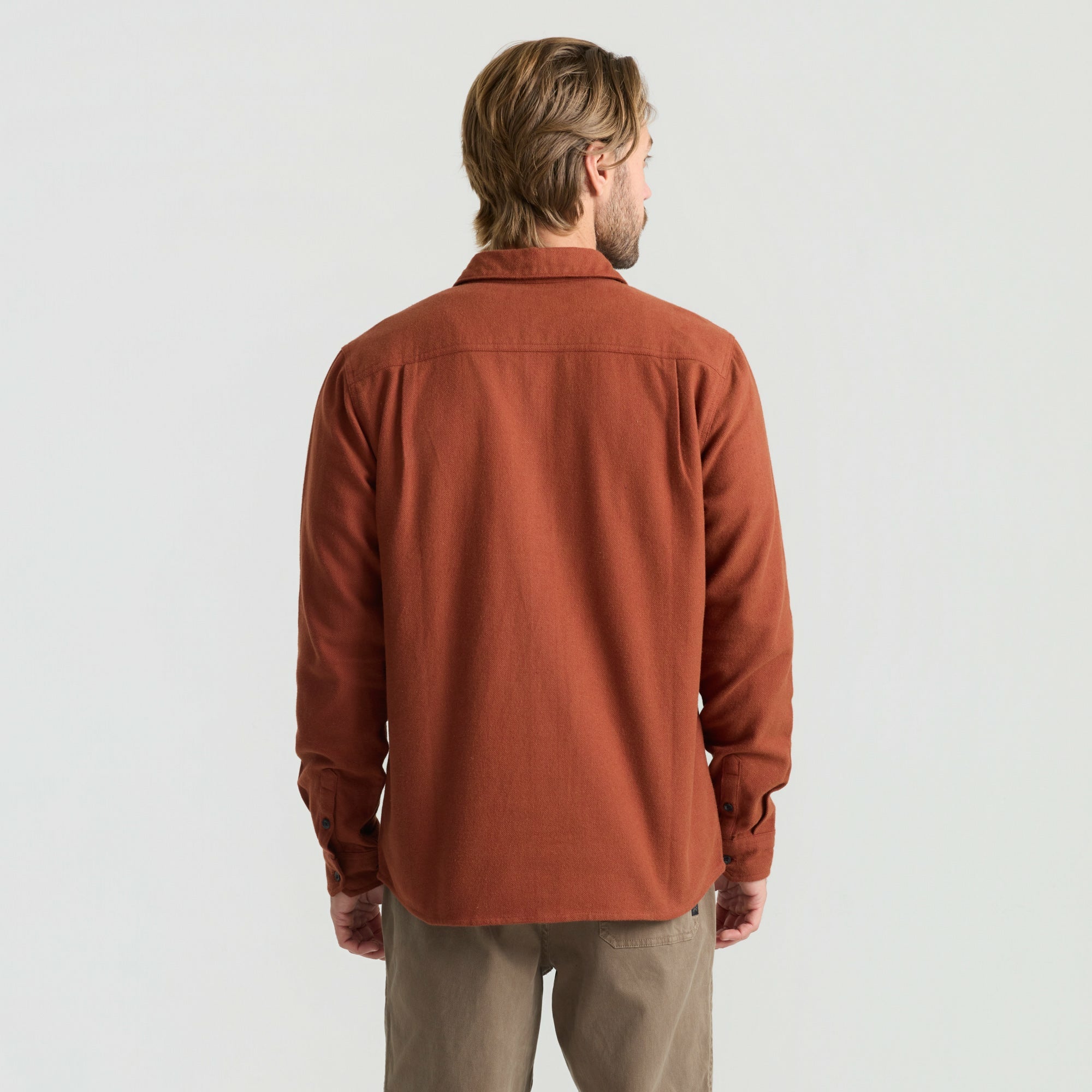 Roark Crossroads Organic Cotton Flannel in Red Clay Herringbone - Men