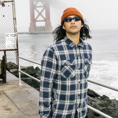 Roark Backwoods Overshirt Jacket Flannel in Navy - Men